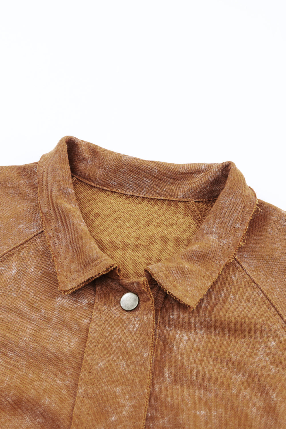 Grey Vintage Washed Flap Pocket Button Shacket eAura