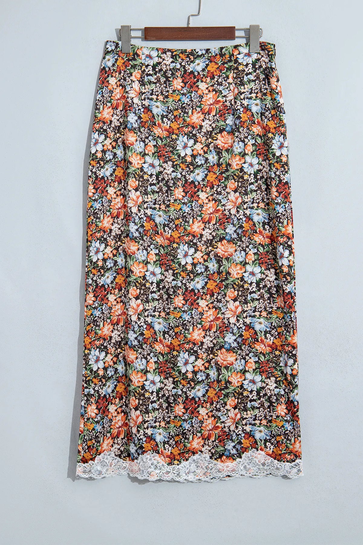Cheetah Print Trim Split Long Western Skirt – Multicolour