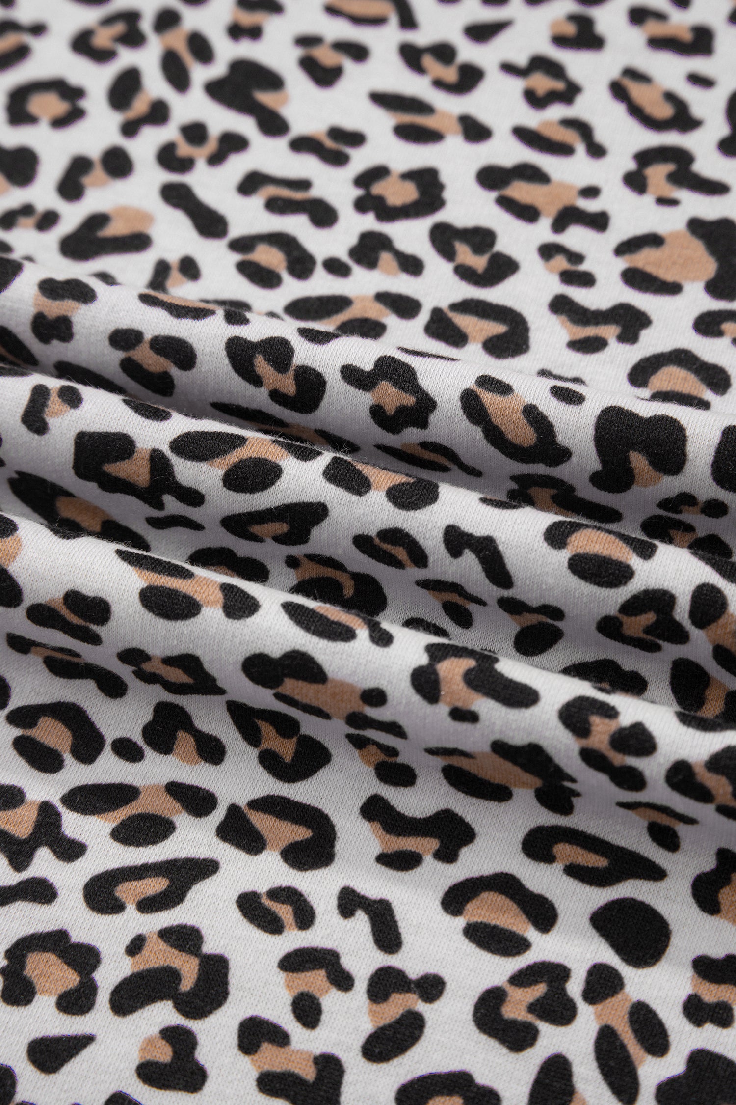 Leopard Print High-Low Tee & Wide Leg Pants Set – Brown