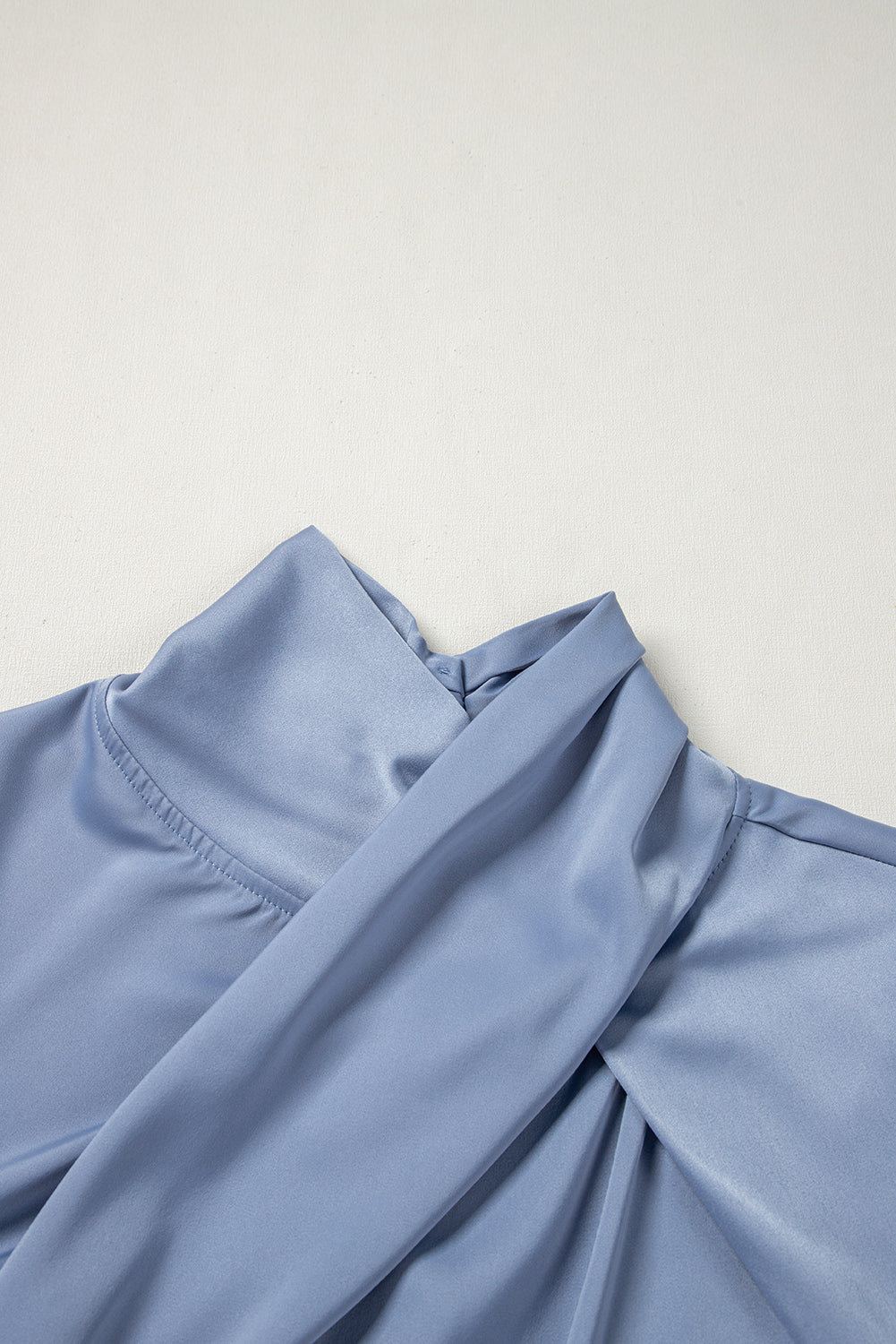 Ivy Asymmetric Pleated Turtleneck Bell Sleeve Blouse eAura