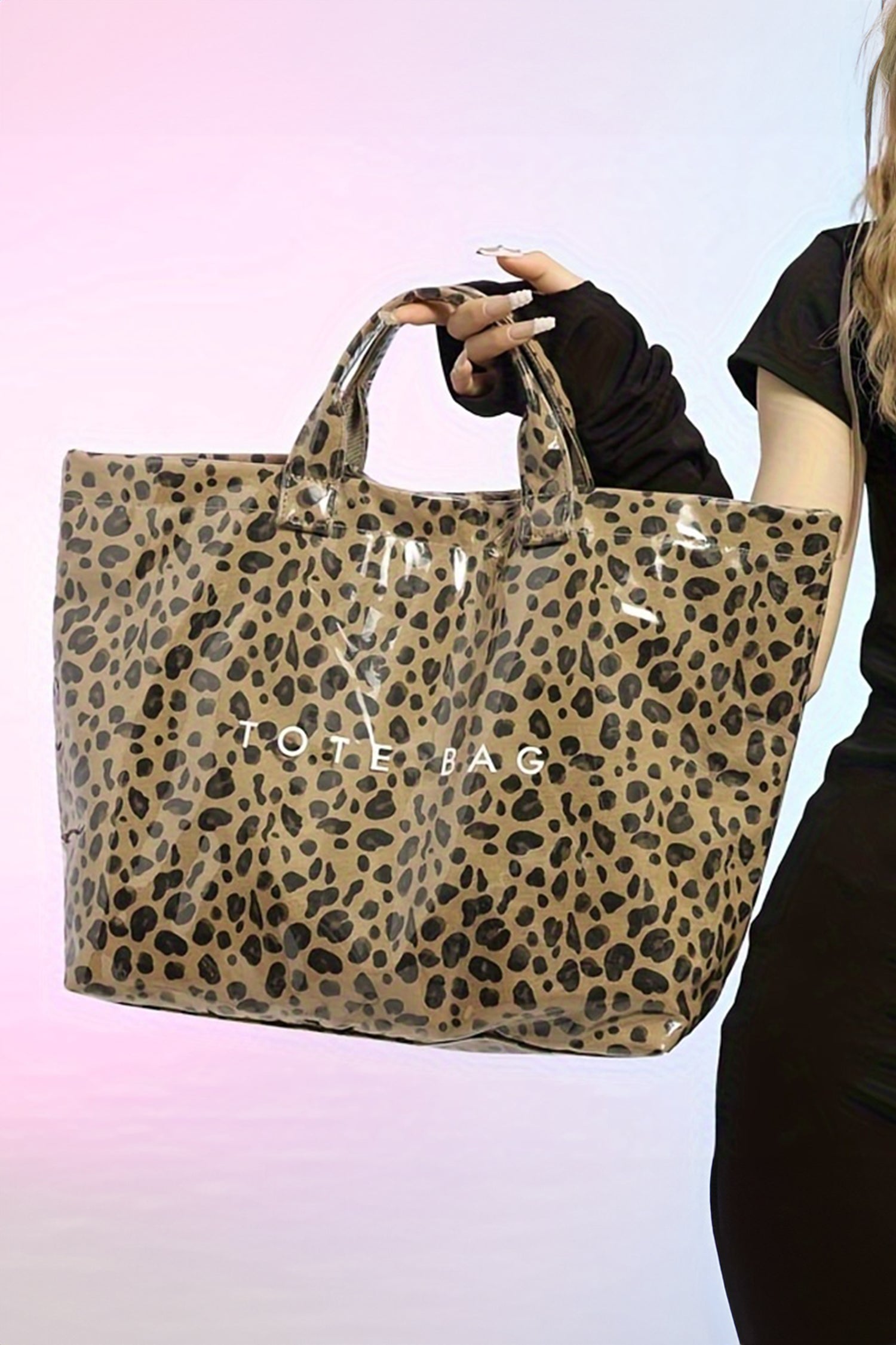 Leopard Print PU Leather Waterproof Tote Bag