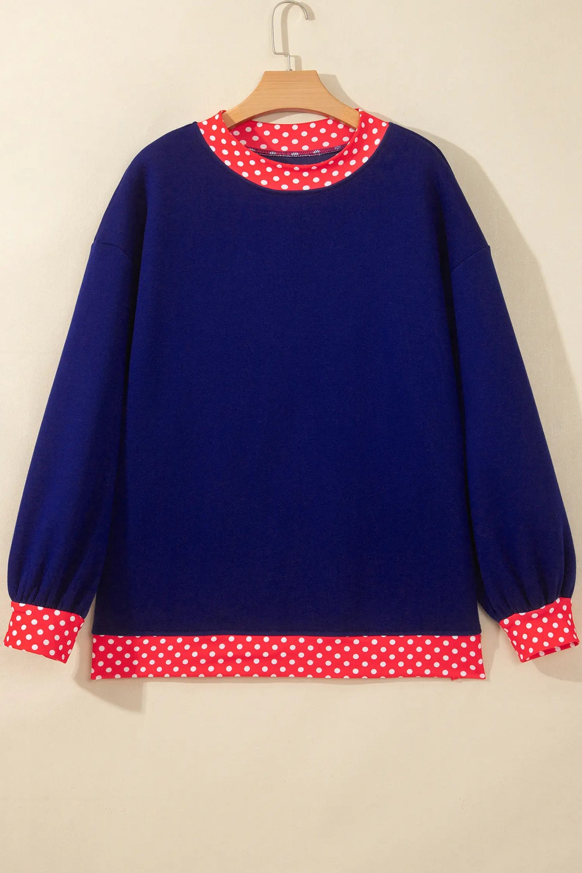 Colourblock Polka Dot Contrast Trim Oversized Sweatshirt – Dark Green