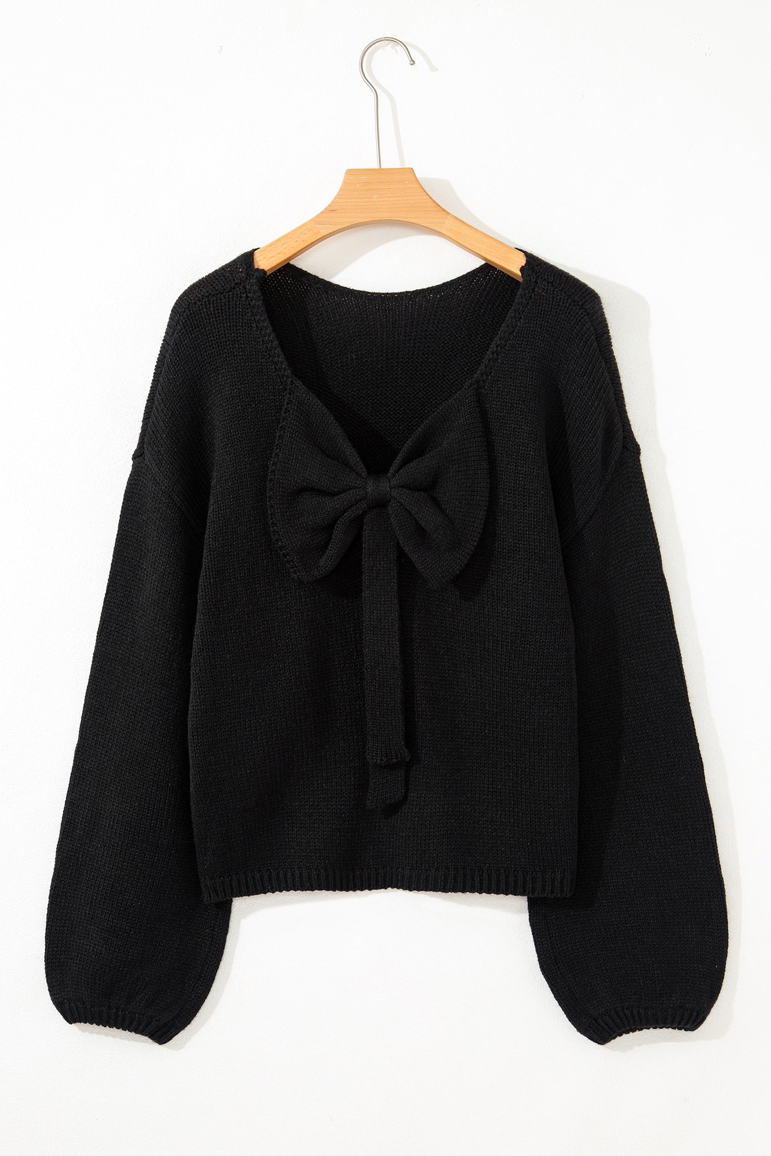 Bow Backless Bubble Sleeve Sweater - eAura