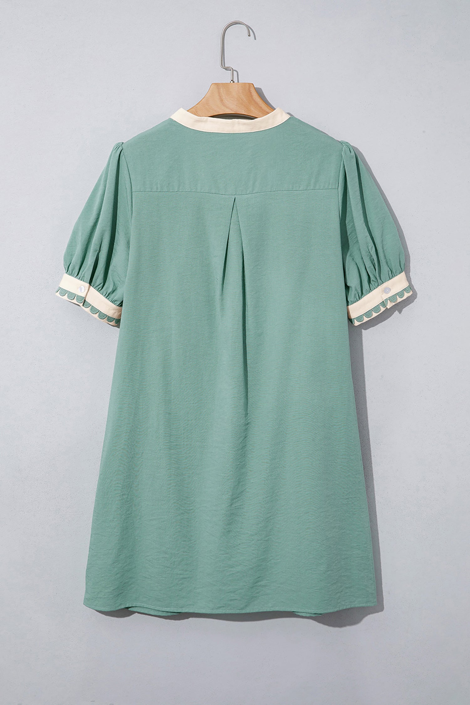 Scallop Color Block Trim Puff Sleeve Mini Dress – Canton