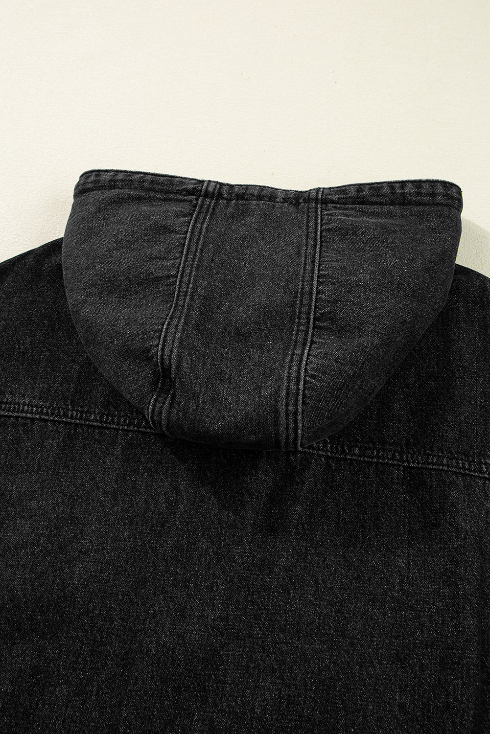 Black Big Chest Pocket Drop Shoulder Hooded Denim Jacket eAura