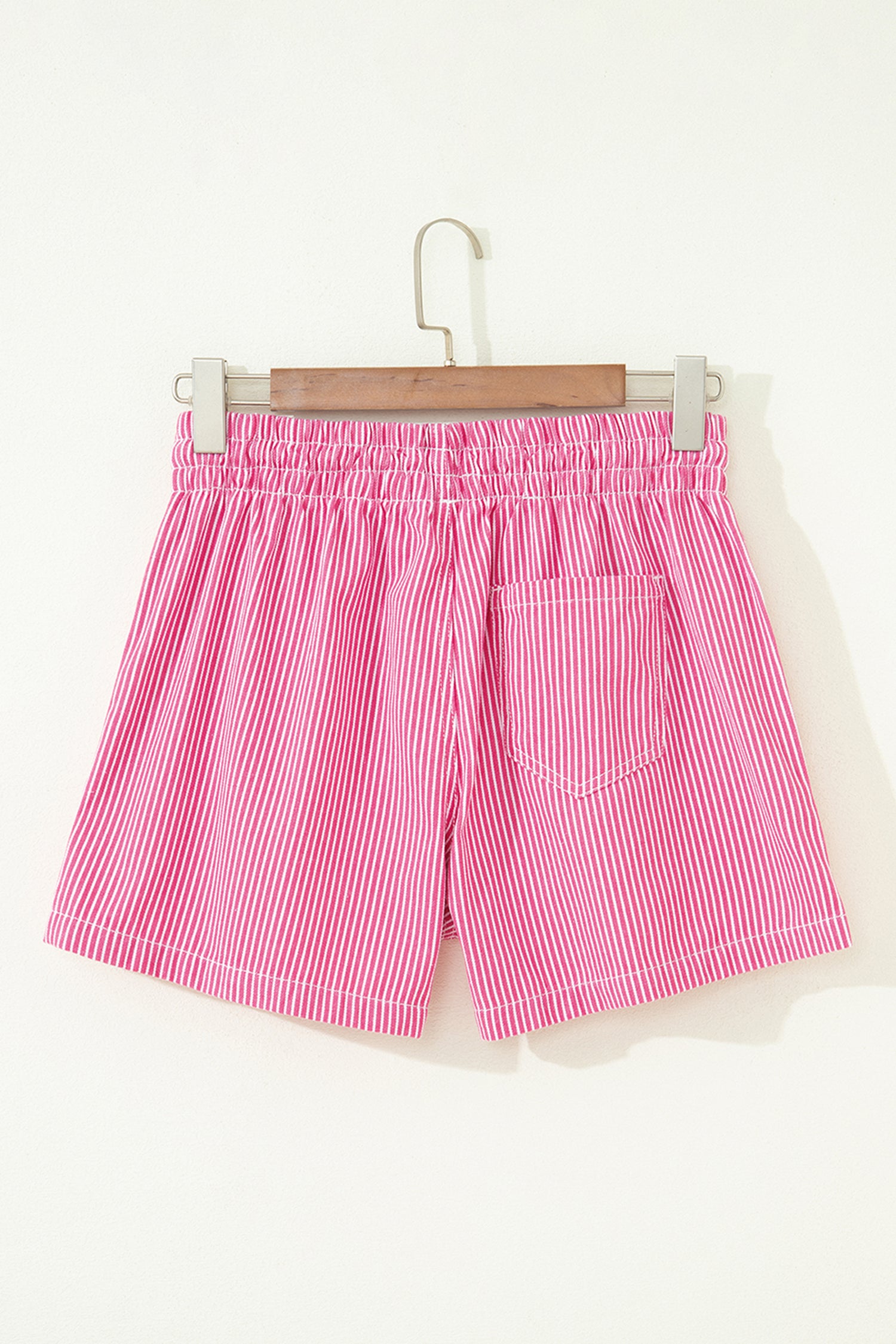 Drawstring Elastic Waist Casual Denim Shorts – Sky Blue Stripe