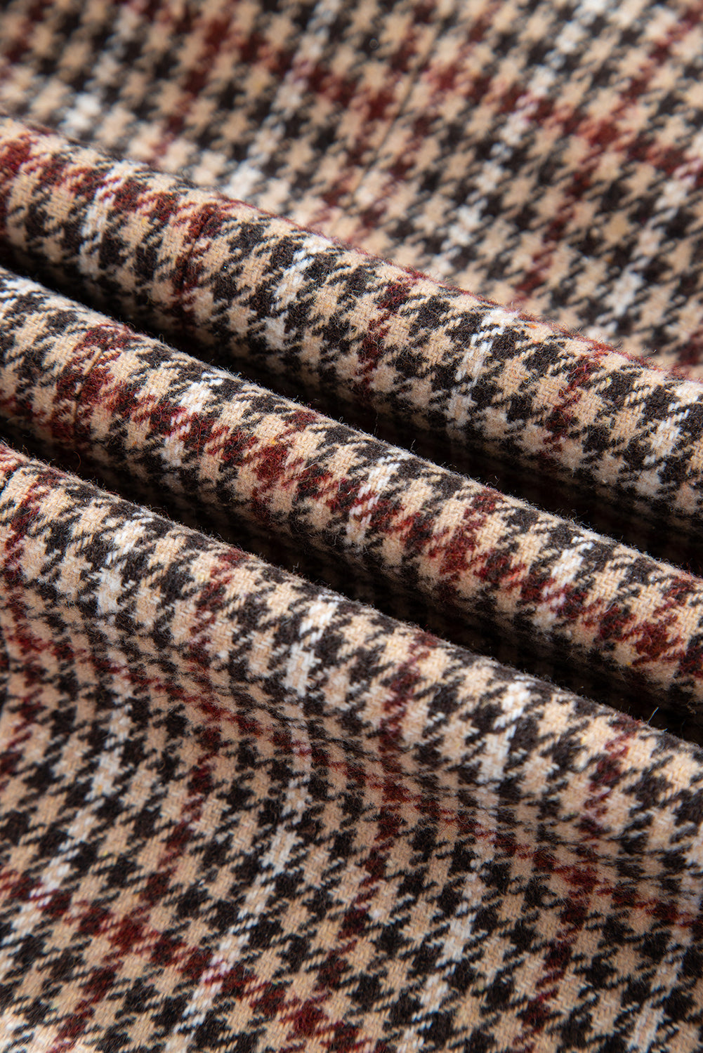 Brown Houndstooth Lapel Collar Blazer eAura