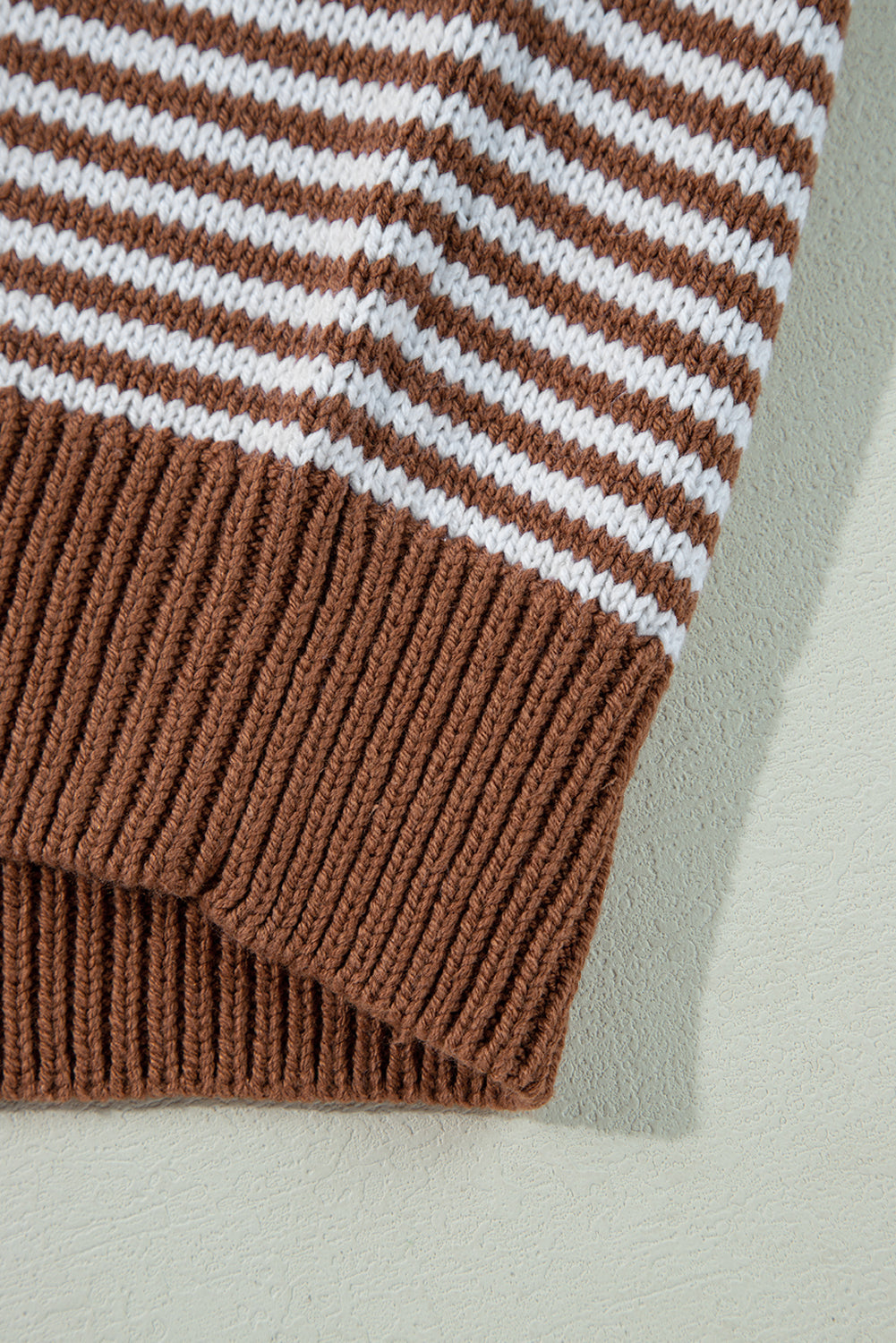 Red Stripe Geometric Textured Drop Shoulder Sweater eAura