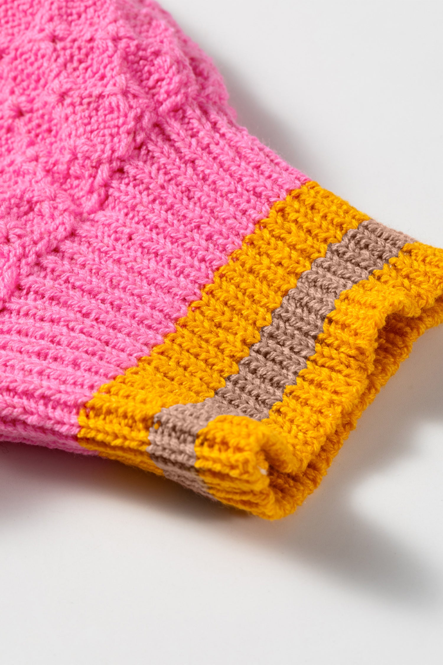 Striped Colorblock Texture Drop Shoulder Sweater – Pink Stripe