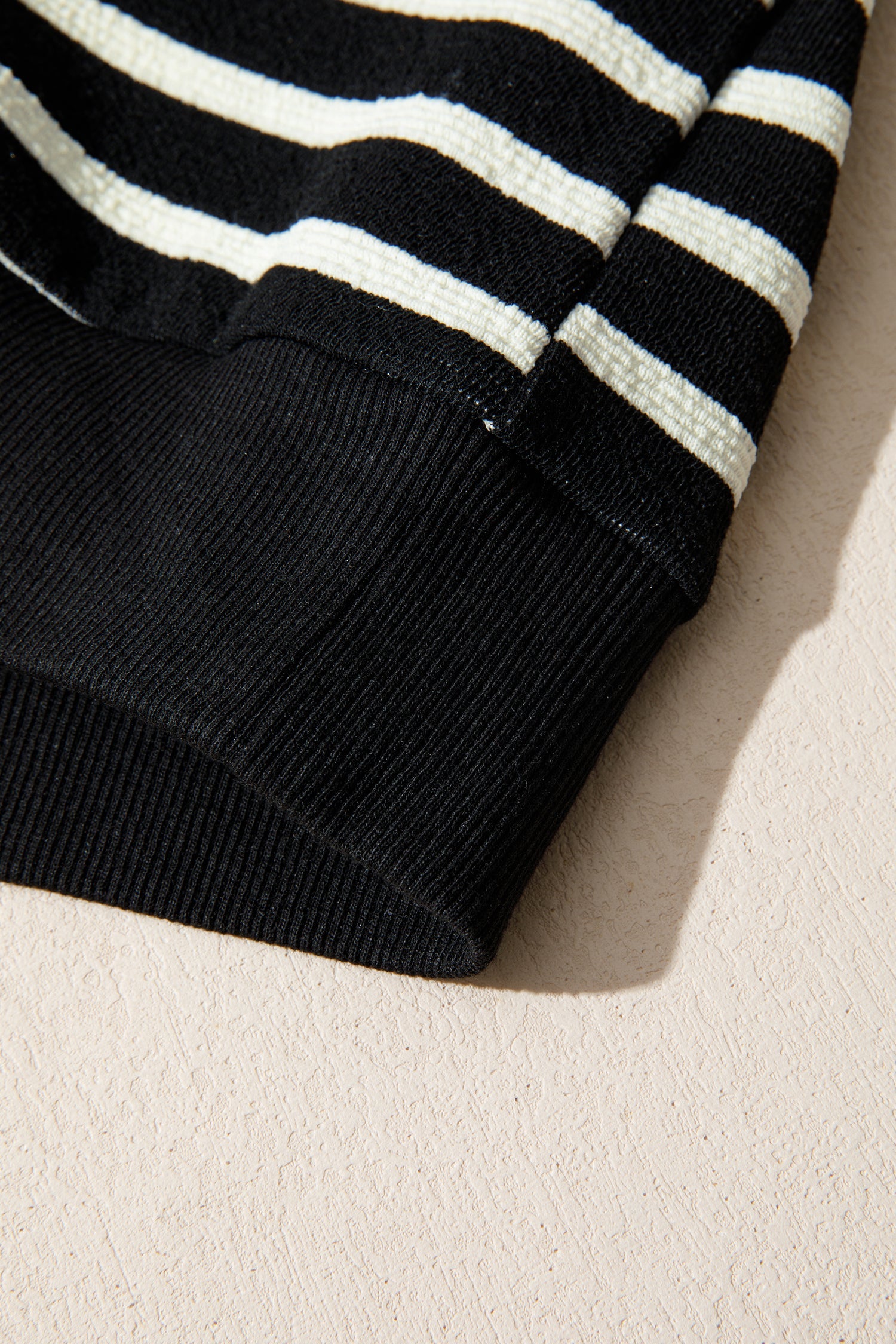 Black Stripe Contrast MERRY Letter Christmas Print Drop Shoulder Sweatshirt - eAura