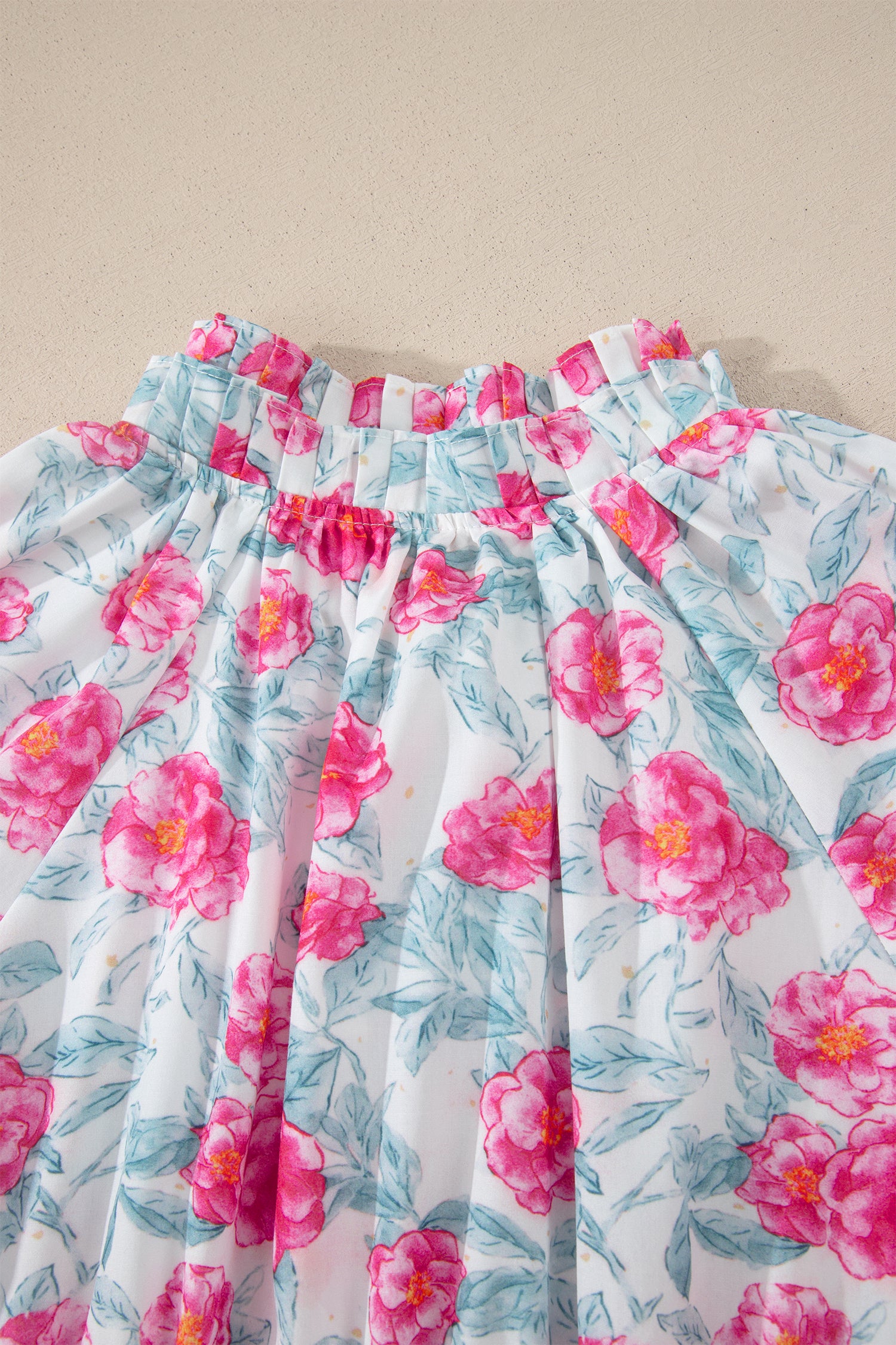 Floral Tie V-Neck Puff Sleeve Ruffle Tiered Midi Dress