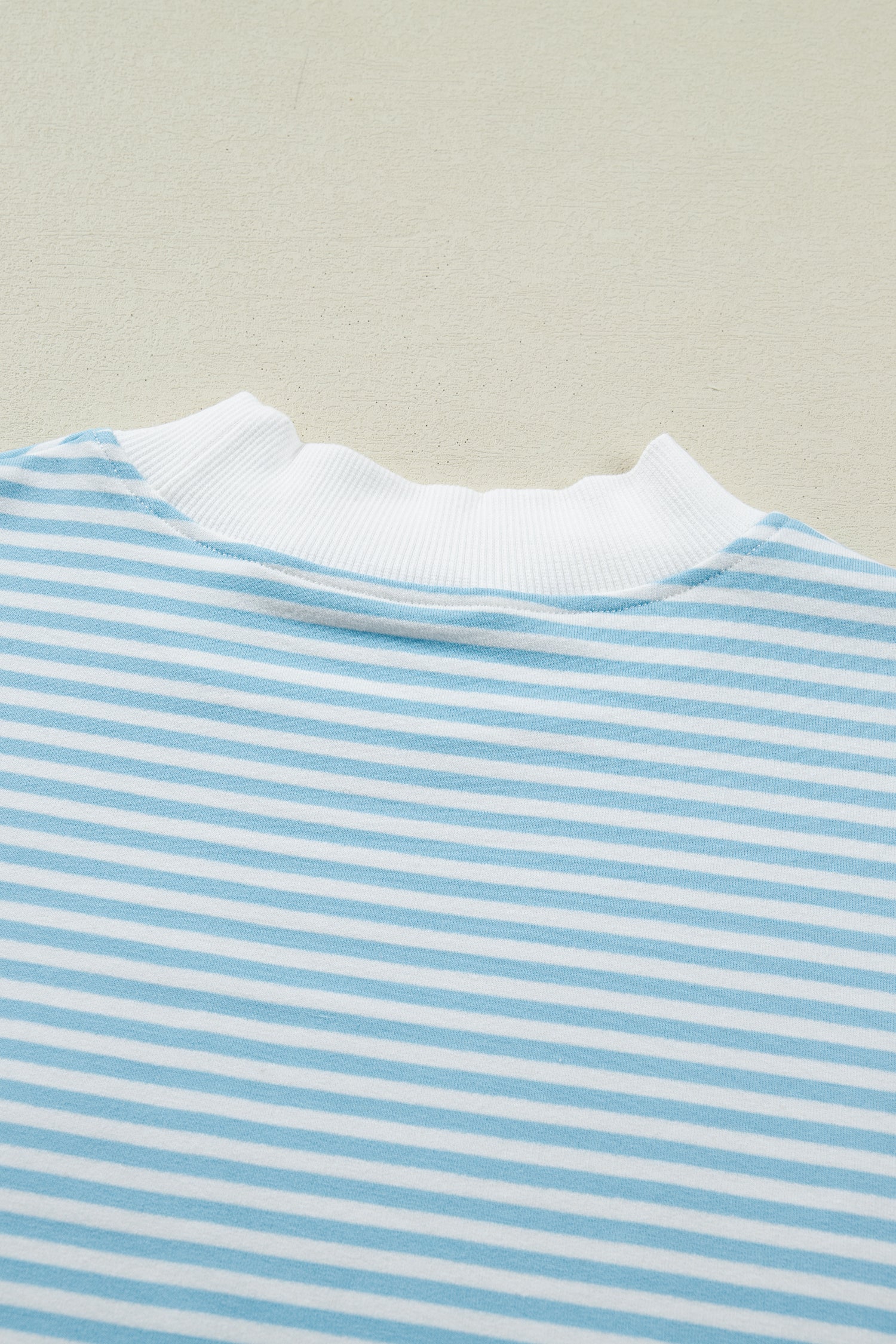 Stripe Cuffed Sleeve Contrast Mock Neck Tee Casual Co-ord Short Set