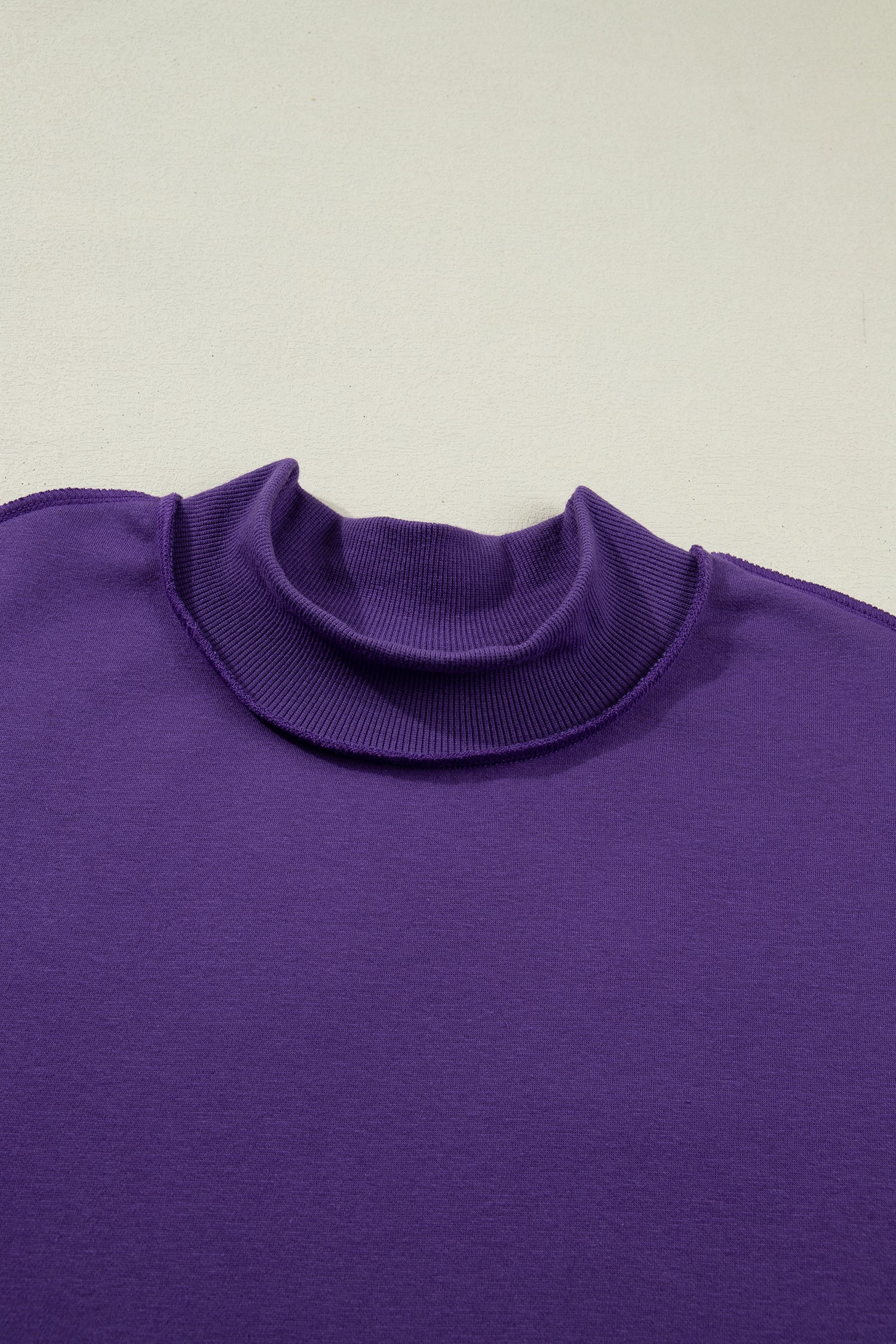 Black Oversize Drop Shoulder Reversible Mock Neck Sweatshirt