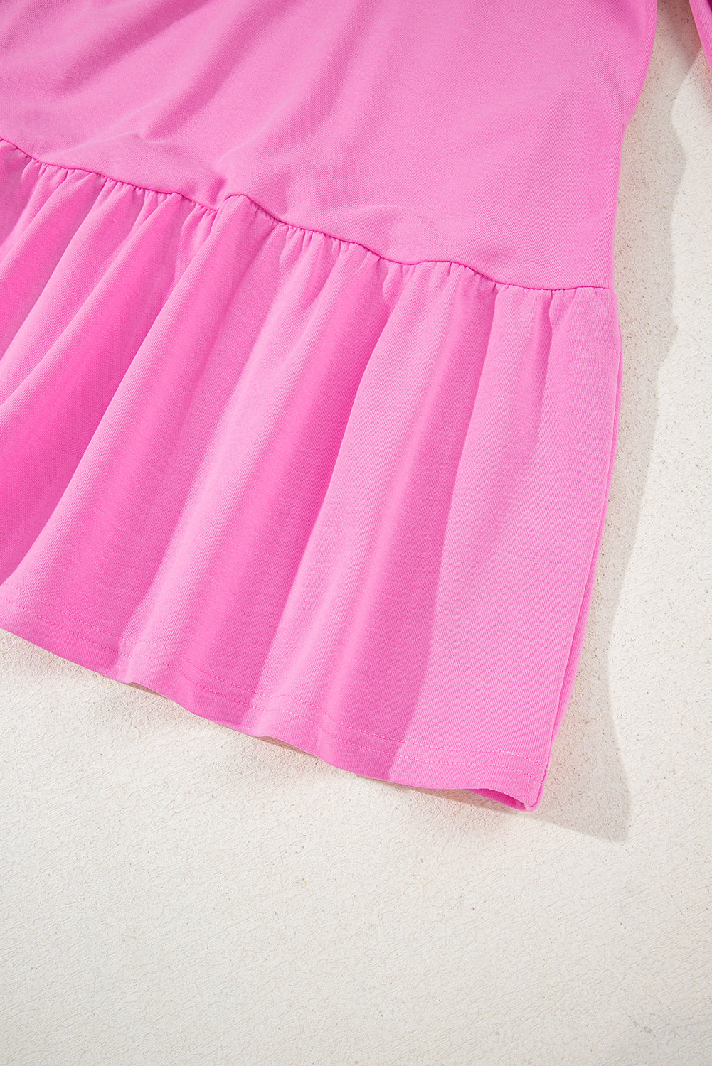 Contrast Striped Collar Patchwork Puff Sleeve Ruffle Hem Mini Dress - eAura