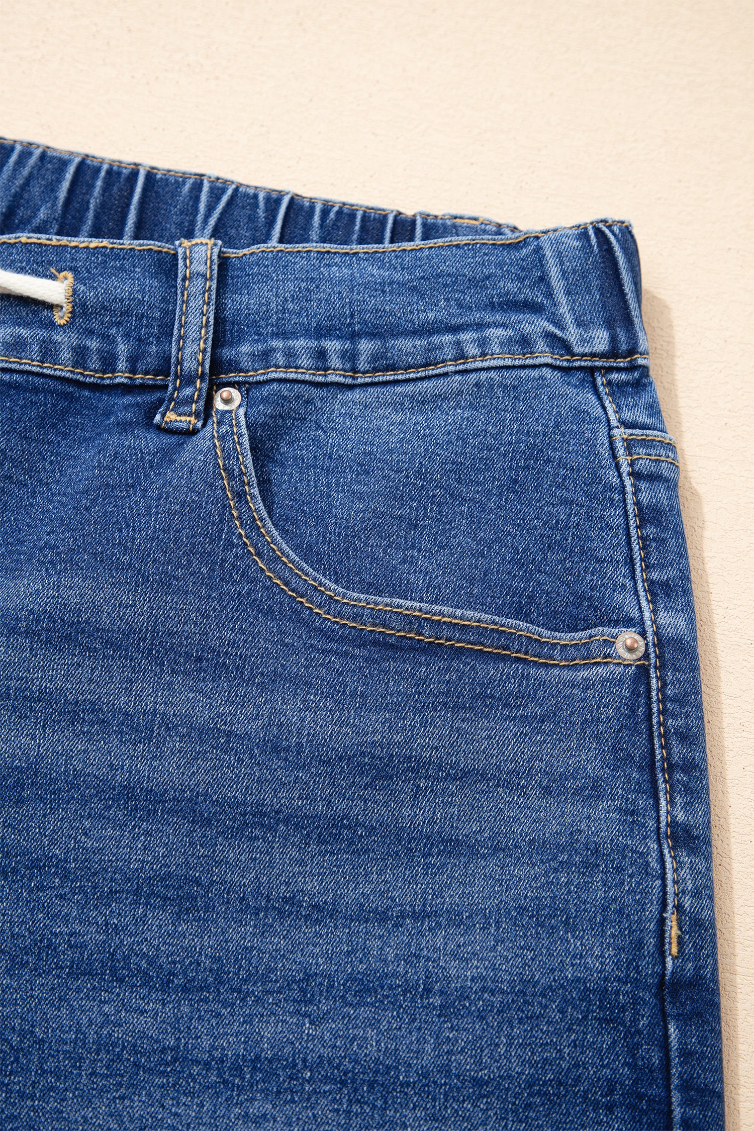 Acid Wash Contrast Lace-up Plus Size Jeans
