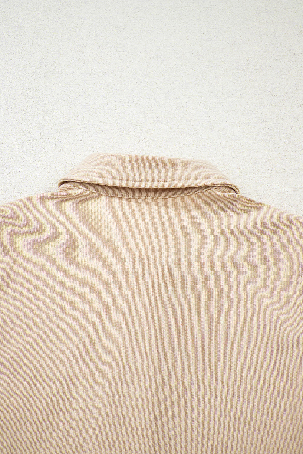 Oatmeal Corduroy Half Button Collared Long Sleeve Mini Dress eAura