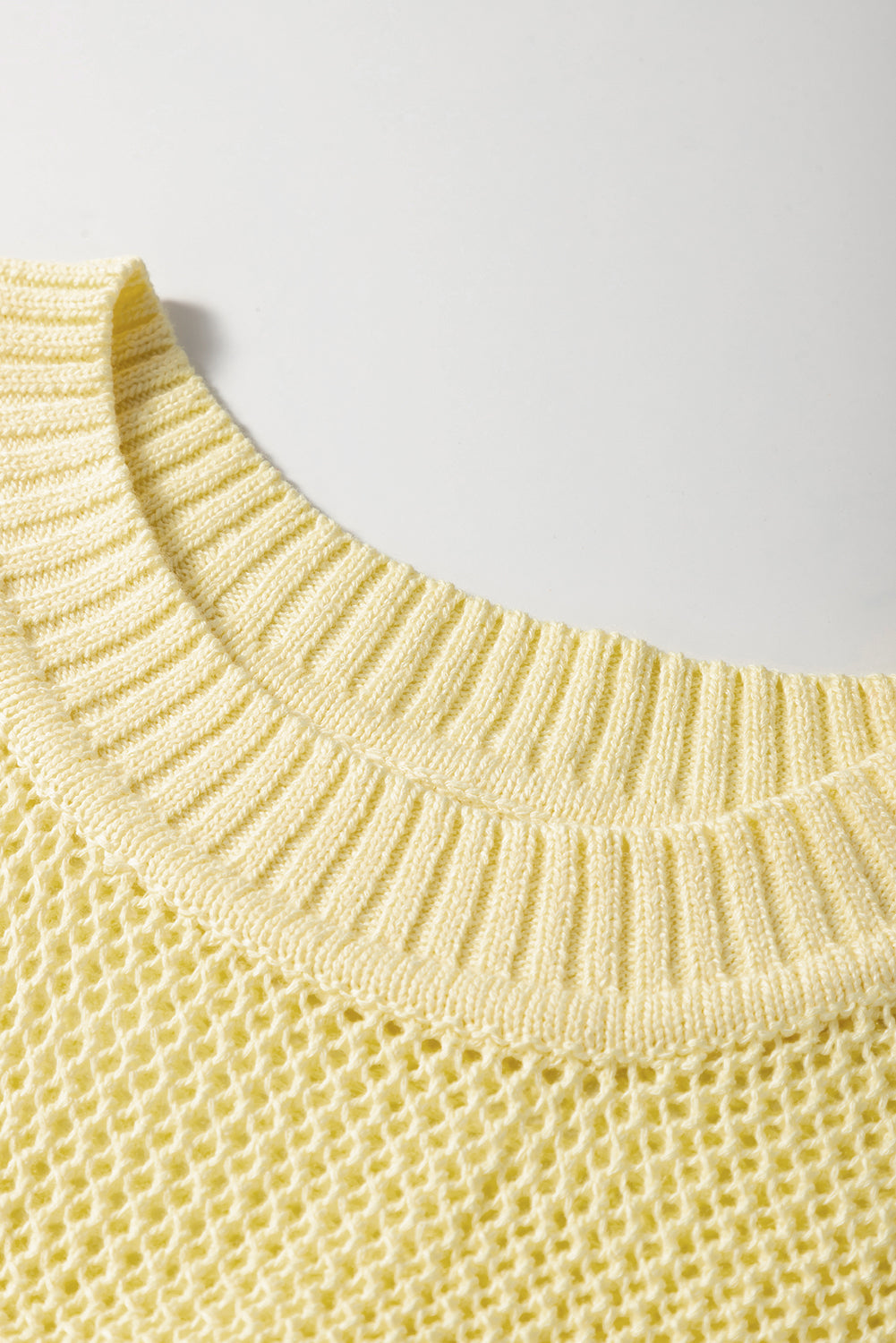 Yellow Solid Colour Hollowed Knit Round Neck Sweater Vest eAura