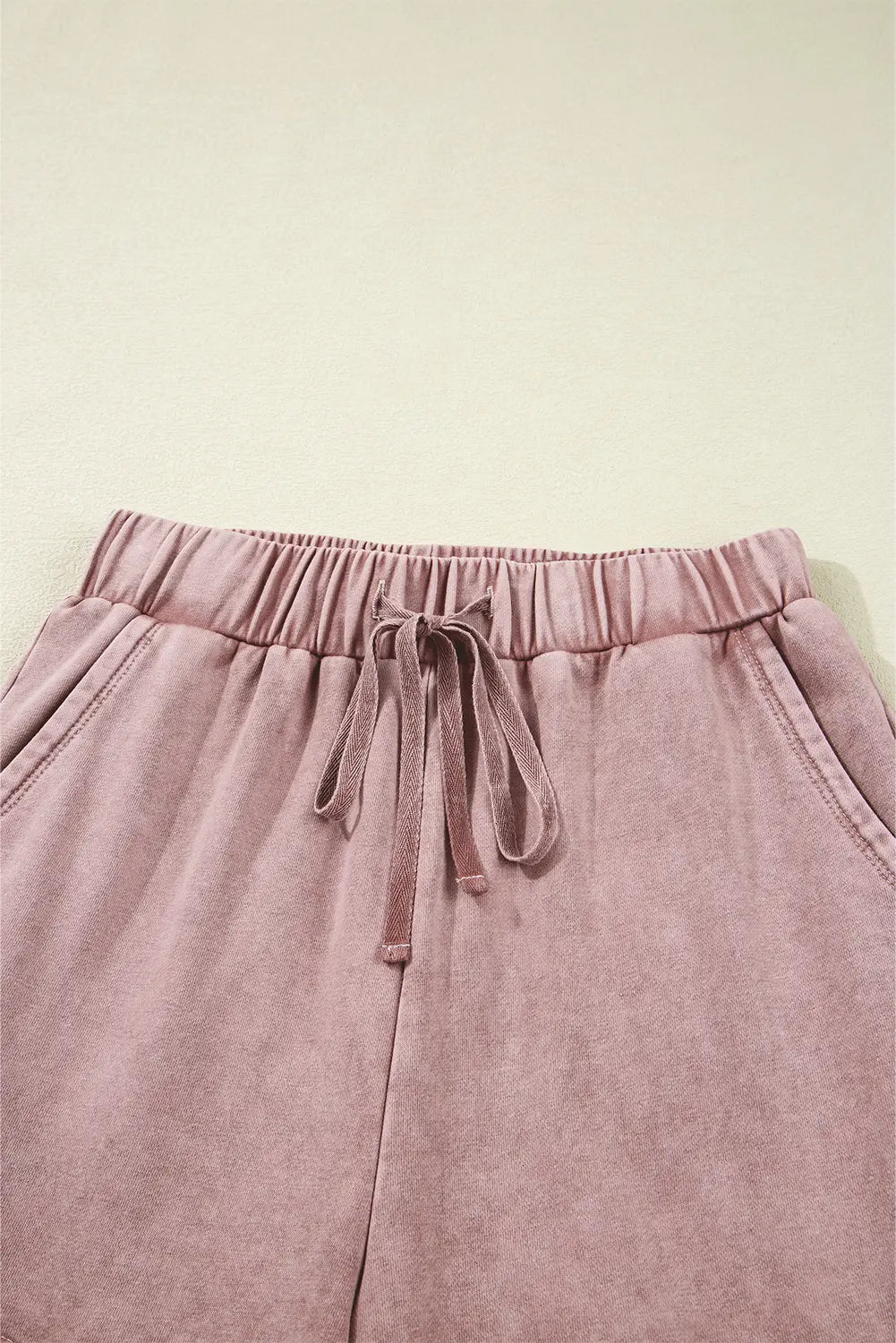 Vineyard Green Mineral Wash Tiered Wide Leg Patchwork Drawstring Pants
