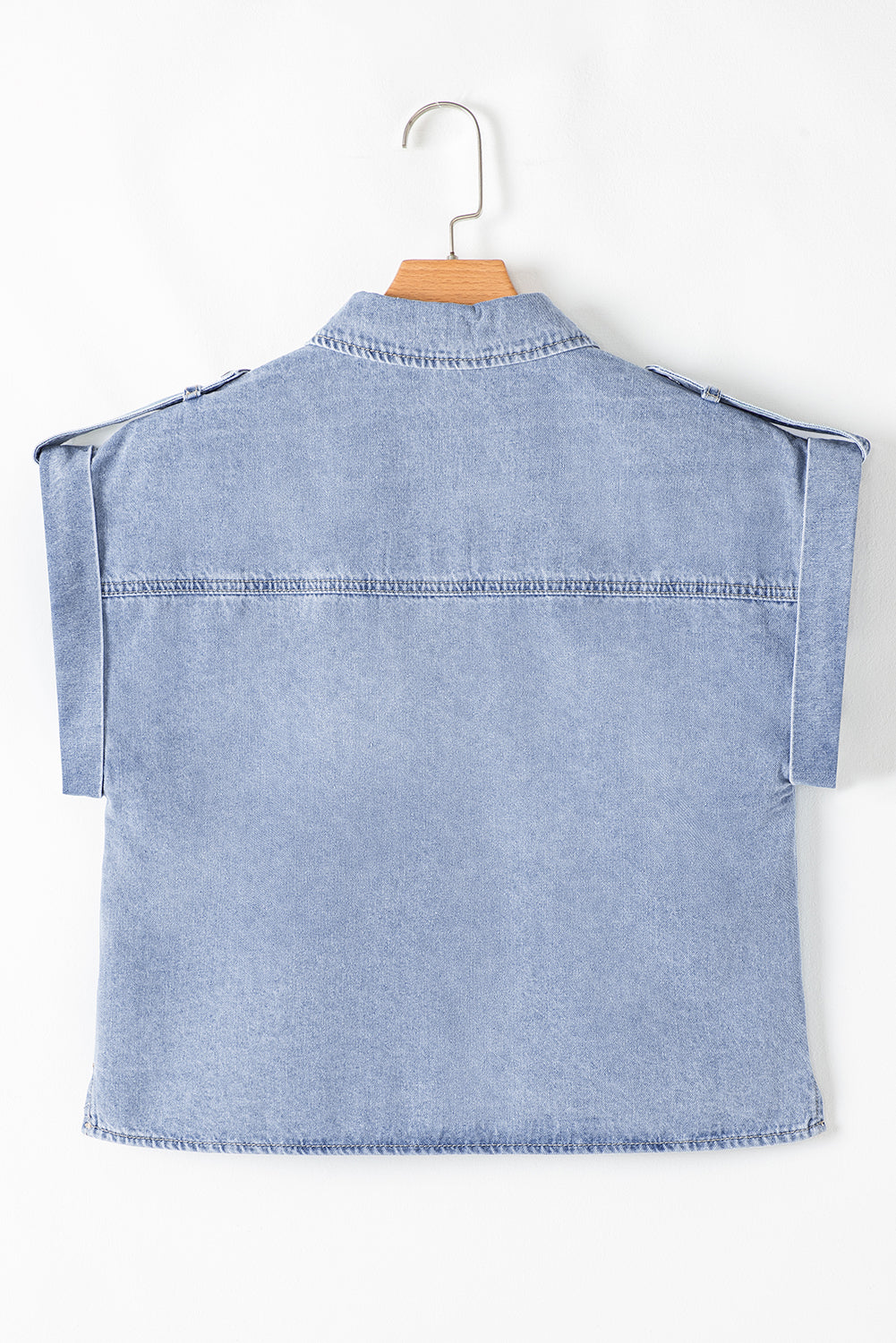 Dusk Blue Denim Pinup Folded Cap Sleeve Shirt eAura