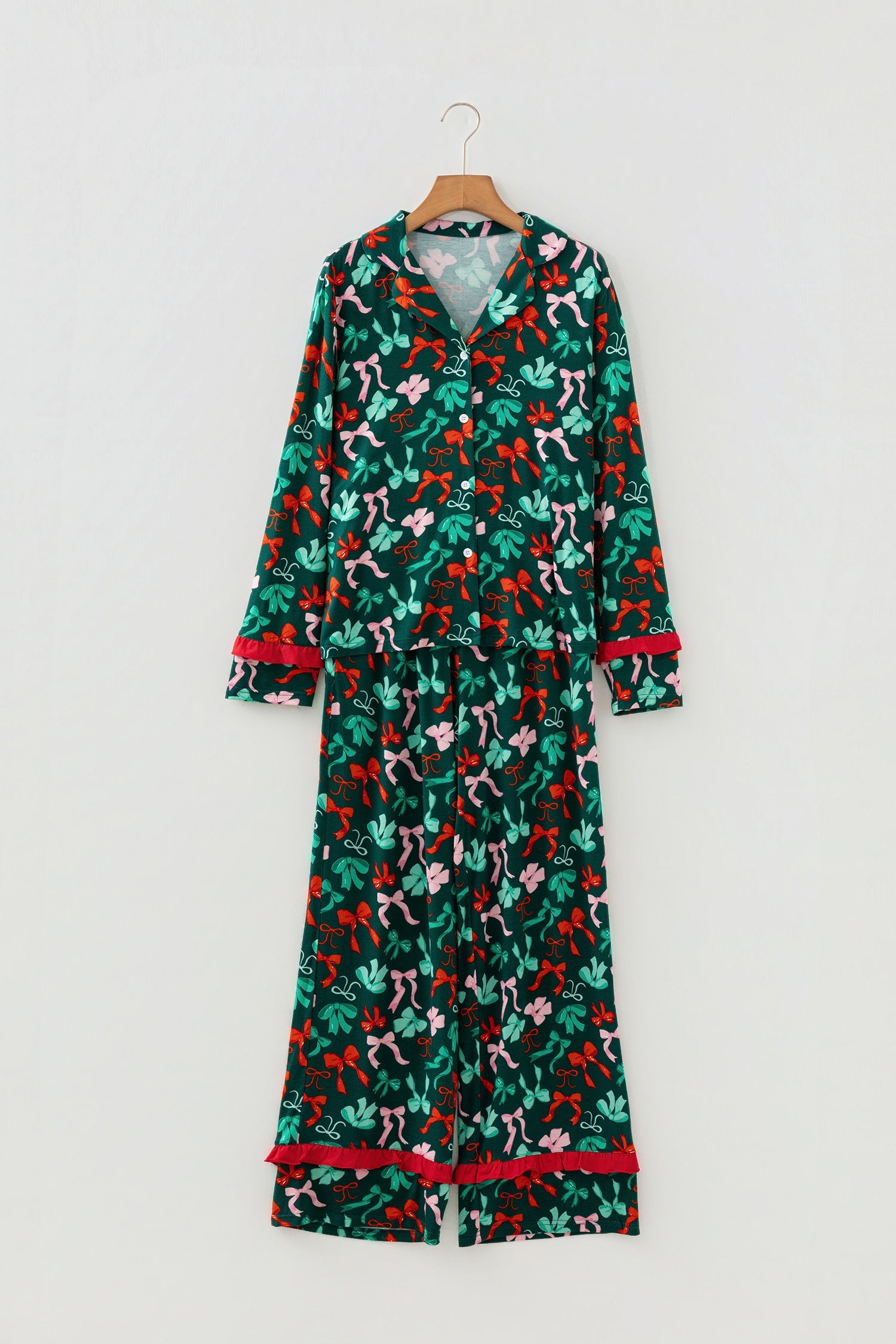 Festive Bow Print Pyjama Set - Loungewear & Sleepwear/Sleepwear