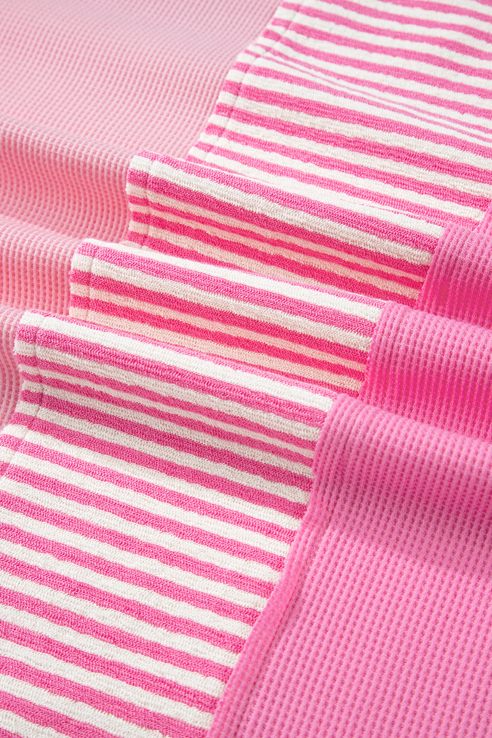 Pink Stripe Patchwork Colourblock Plus Size T Shirt BB Fashion Outlet