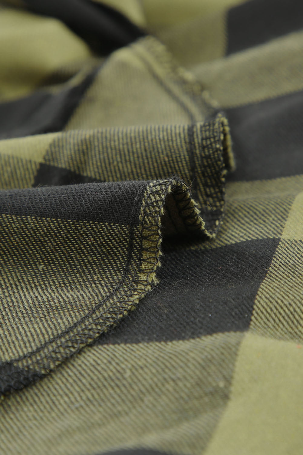 Black Turn-down Collar Plaid Shirt Coat eAura