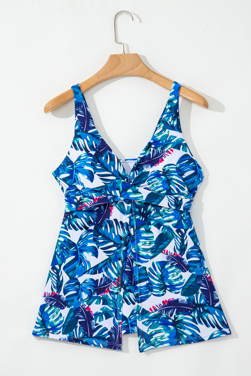 Green Floral Print Padded V Neck Tankini Top BB Fashion Outlet