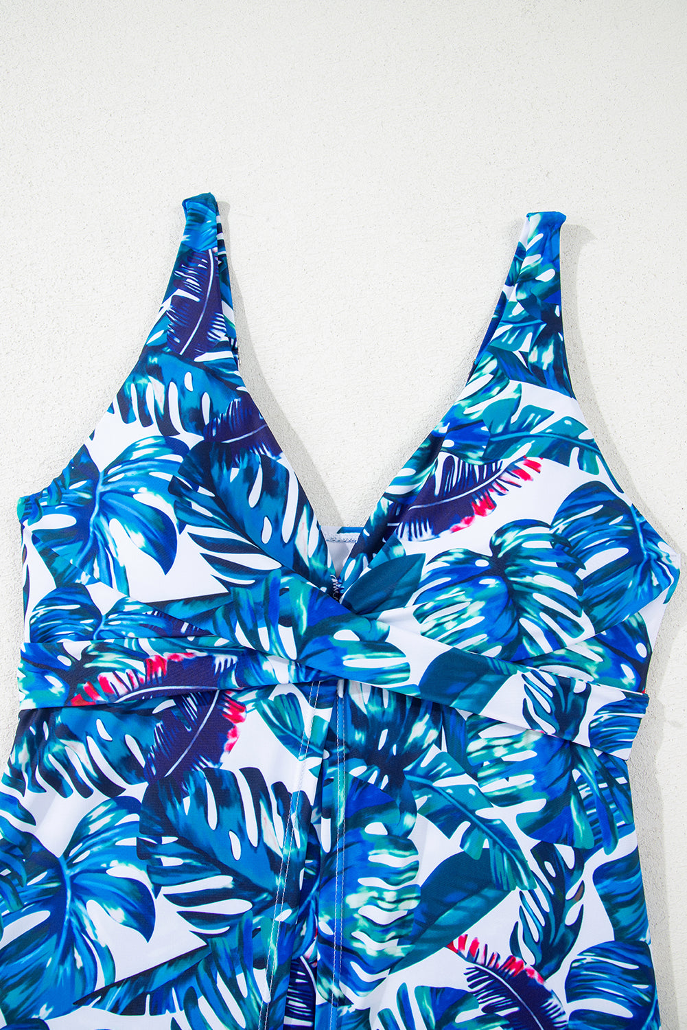 Green Floral Print Padded V Neck Tankini Top BB Fashion Outlet