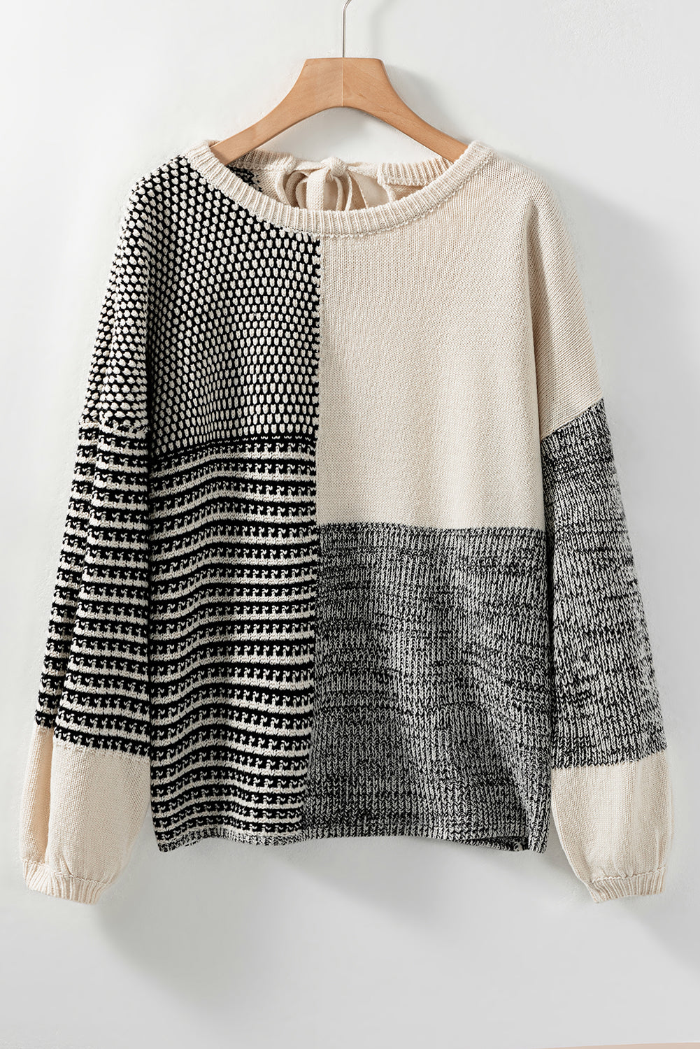 Bonbon Neutral Colourblock Tie Back Sweater eAura