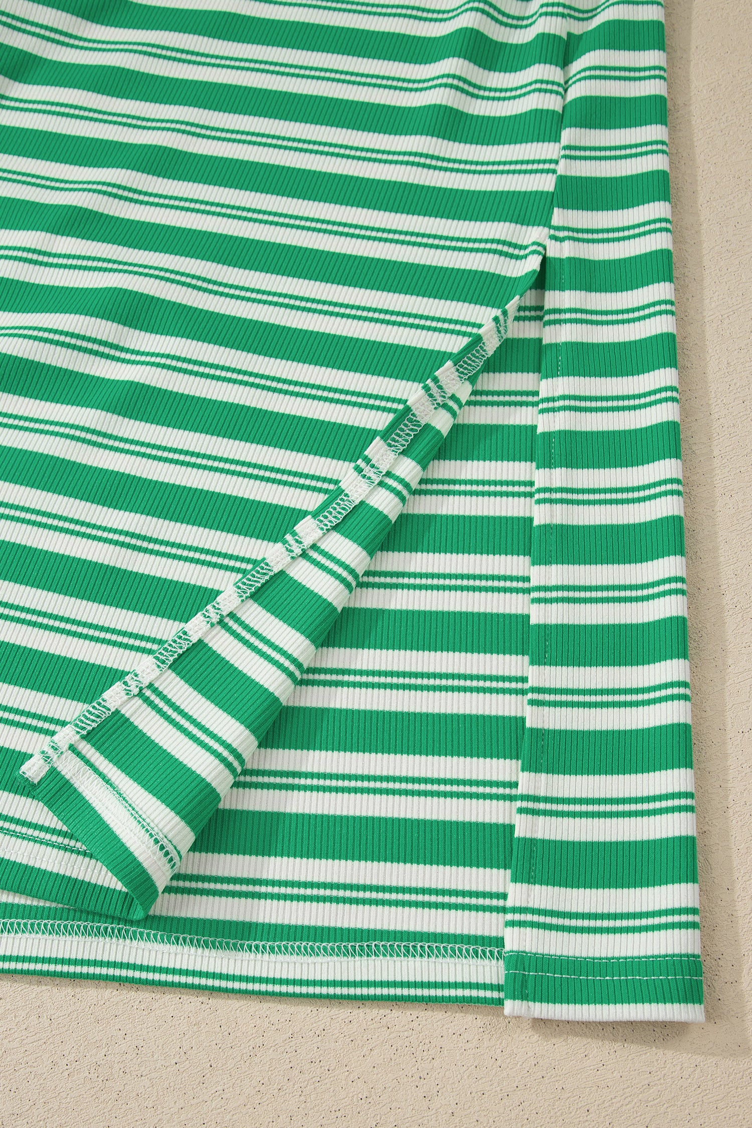 Stripe Collared V-Neck Short Sleeve T-Shirt Midi Dress with Pockets