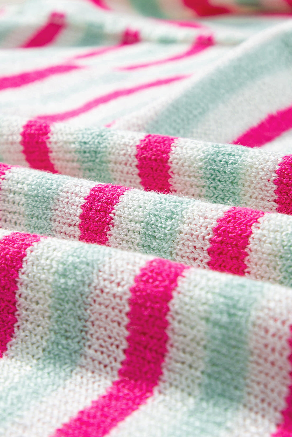 Rose Stripe Oversized Drop Shoulder Sweater with Pocket eAura