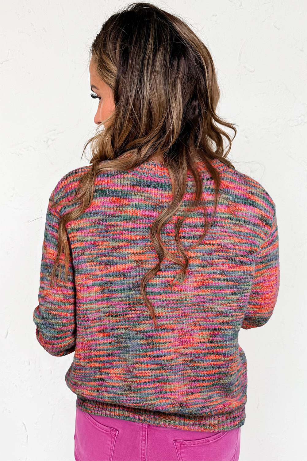 Purple Space Dye Yarn Crew Neck Sweater eAura