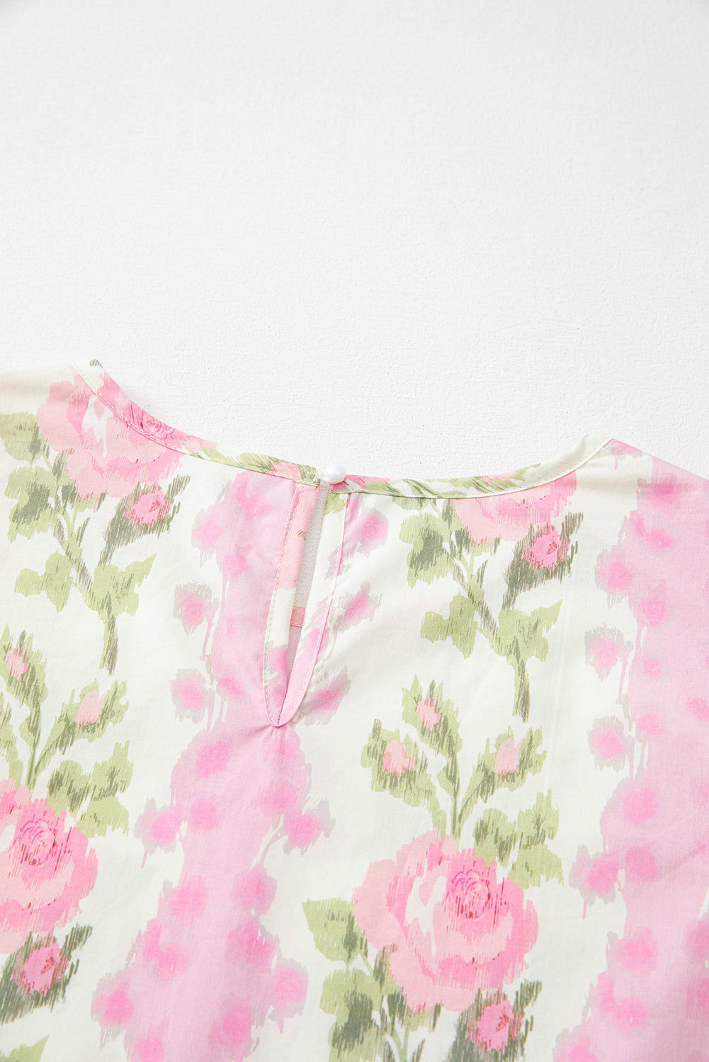 Pink Floral Print Ruffled Sleeve Summer Top eAura