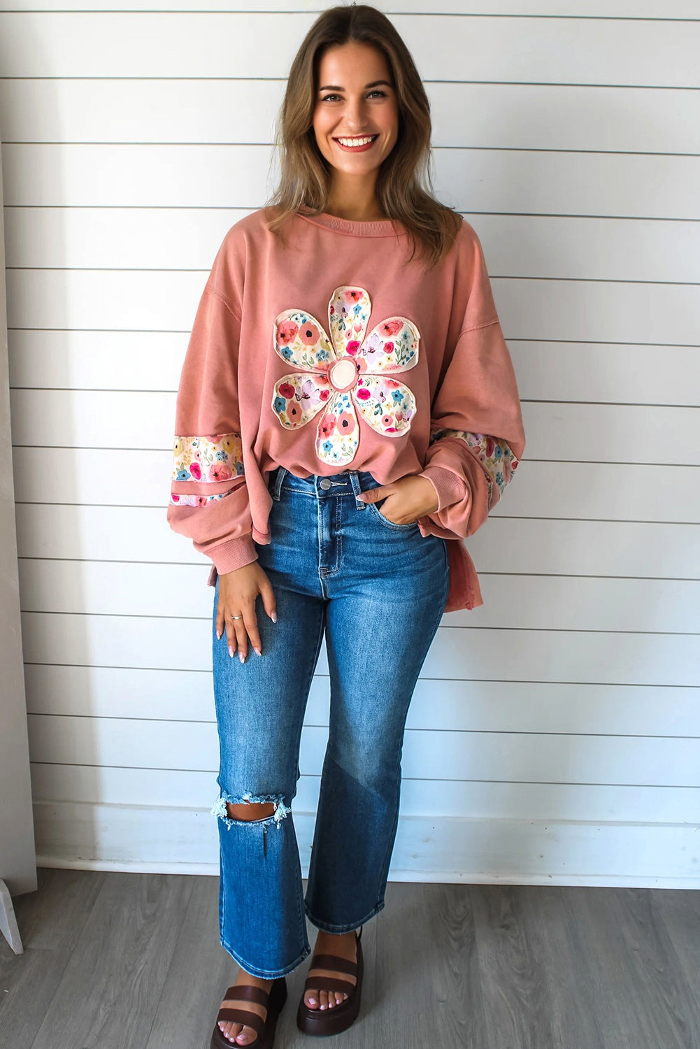 Floral Oversize Pullover Sweatshirt - eAura