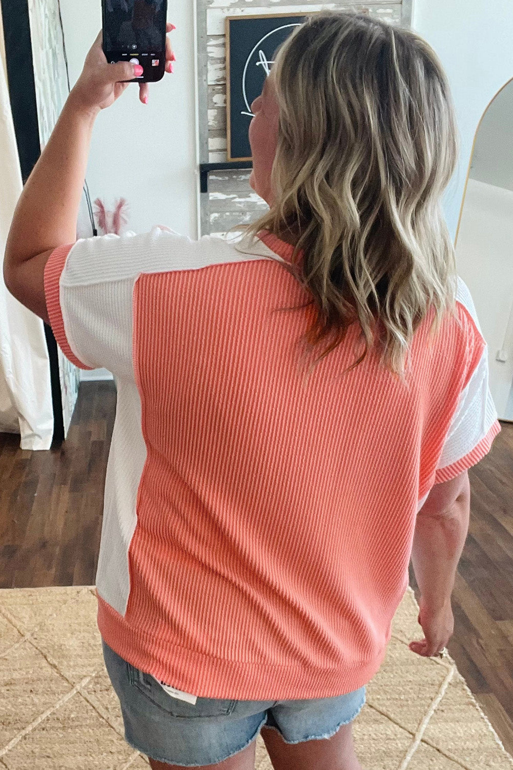 Rib Hi Low Plus Size Short Sleeve Top BB Fashion Outlet