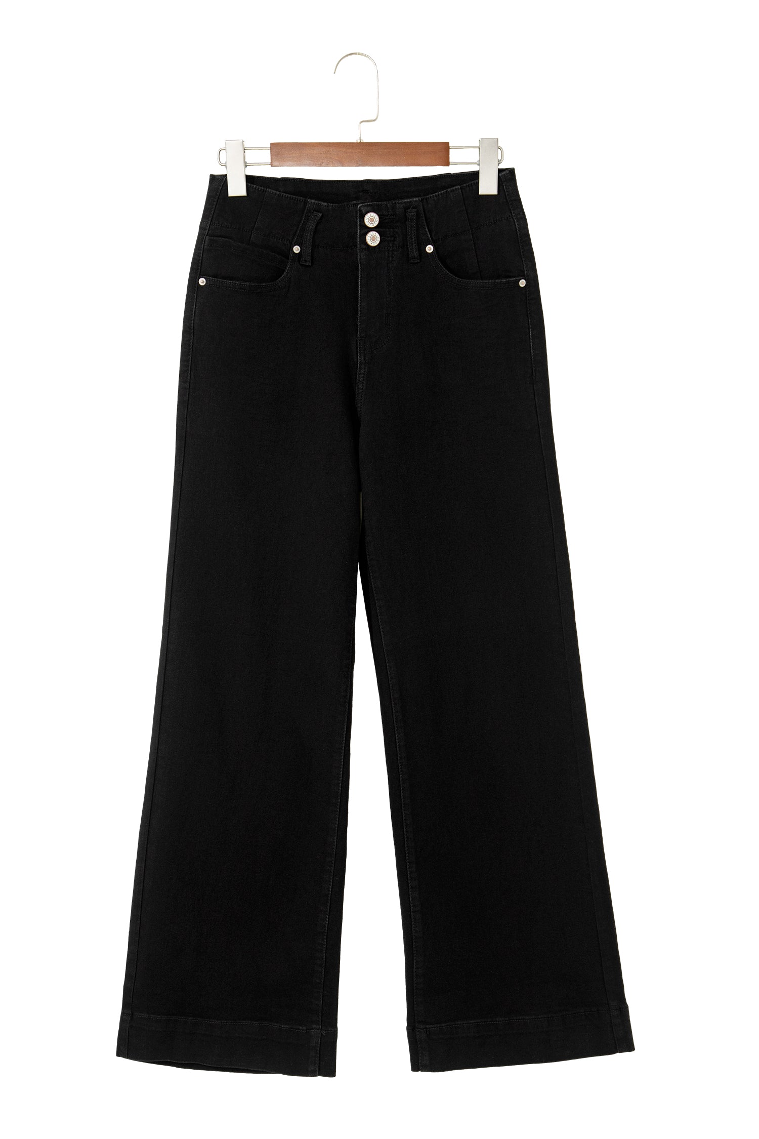 Double Button High Waist Flared Bottom Jeans