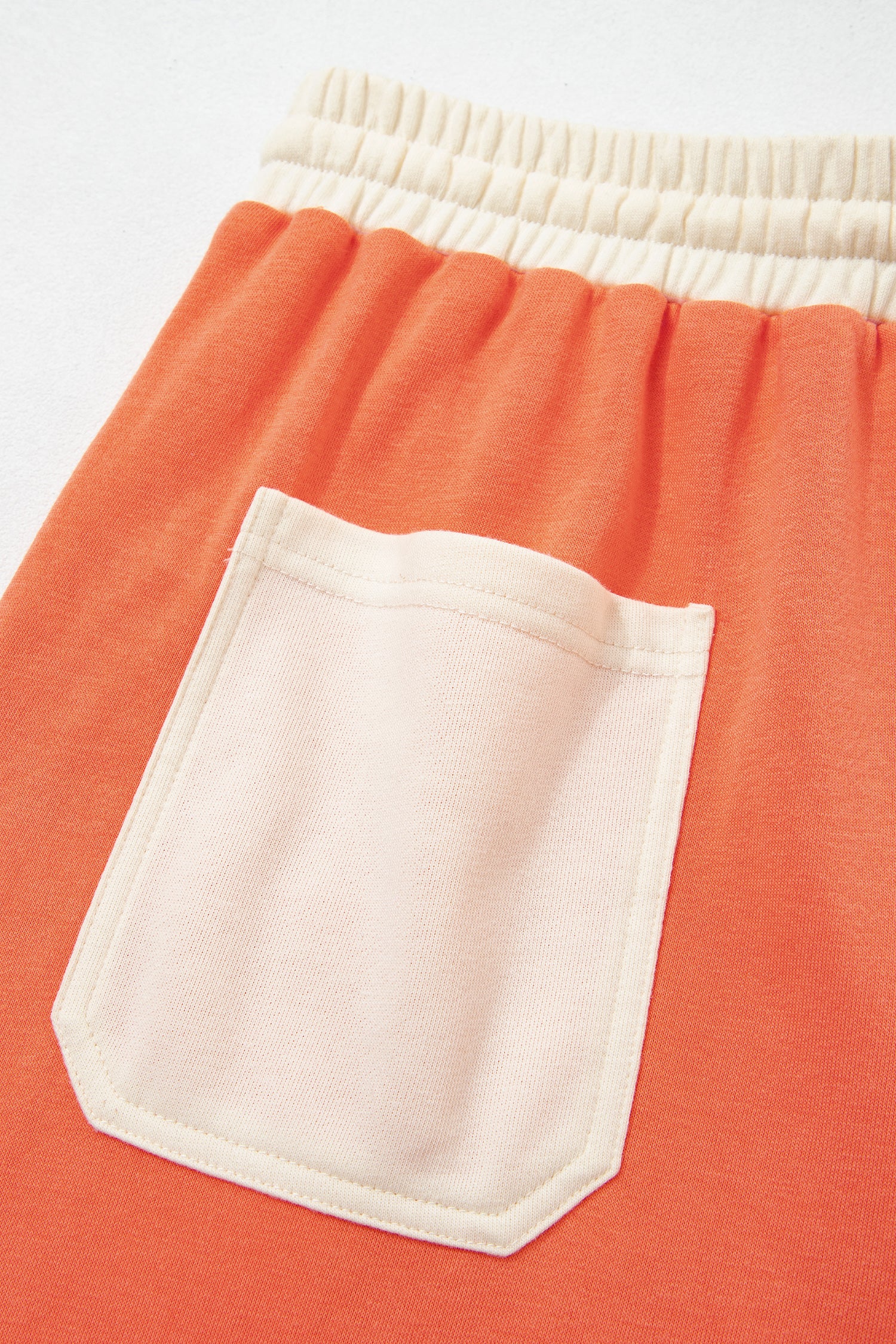 Raw Seam Colorblock Wide Leg Ankle Length Casual Pants – Fiery Red