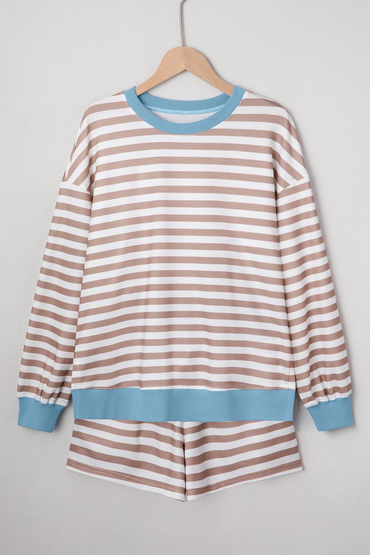 Stripe Oversized Pullover Co-ord Shorts Set - eAura
