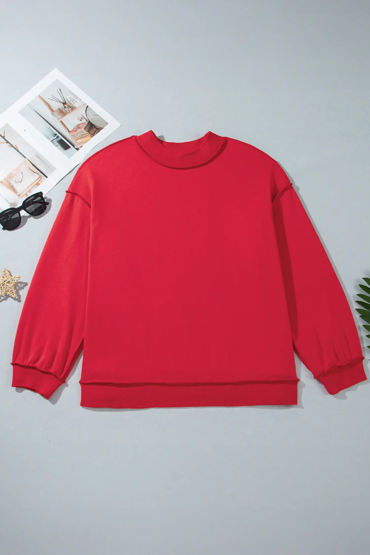 Exposed Seam Detail Reversible Double Wear Plus Size Sweatshirt