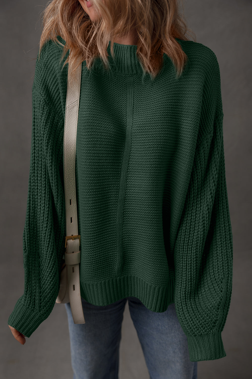 Front Seam Drop Shoulder Loose Sweater - eAura