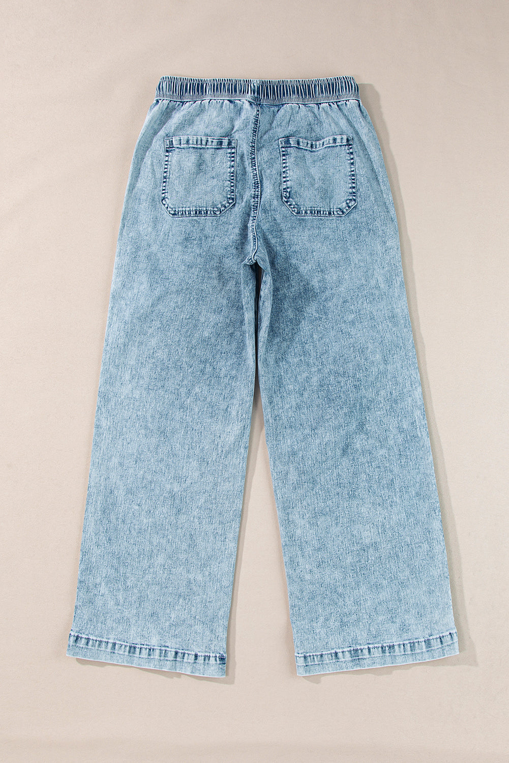 Myosotis Mineral Wash Drawstring Waist Loose Straight Denim Trousers Beagle Boutique Fashion Outlet