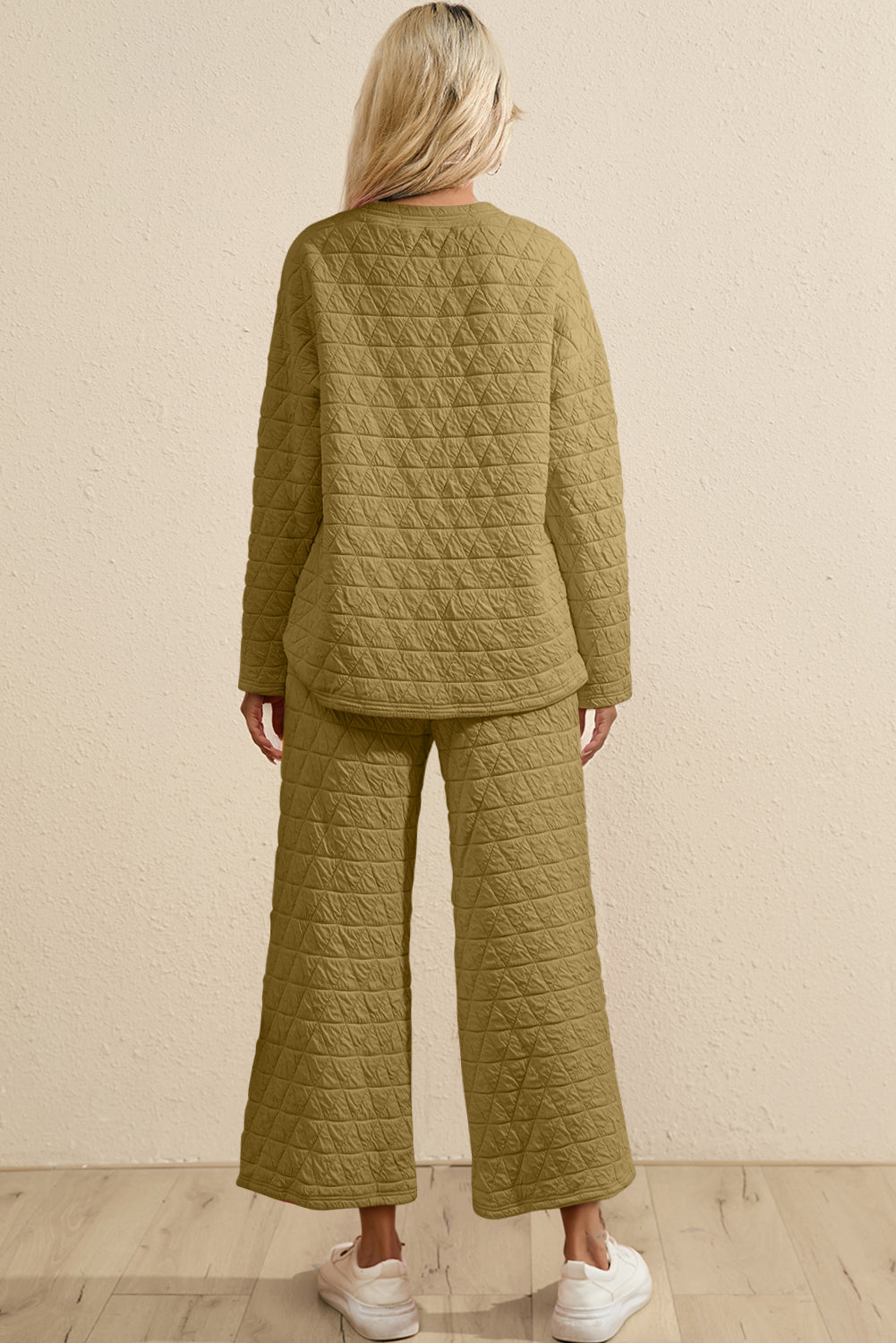 Dark Grey Solid Quilted Pullover and Trousers Outfit eAura