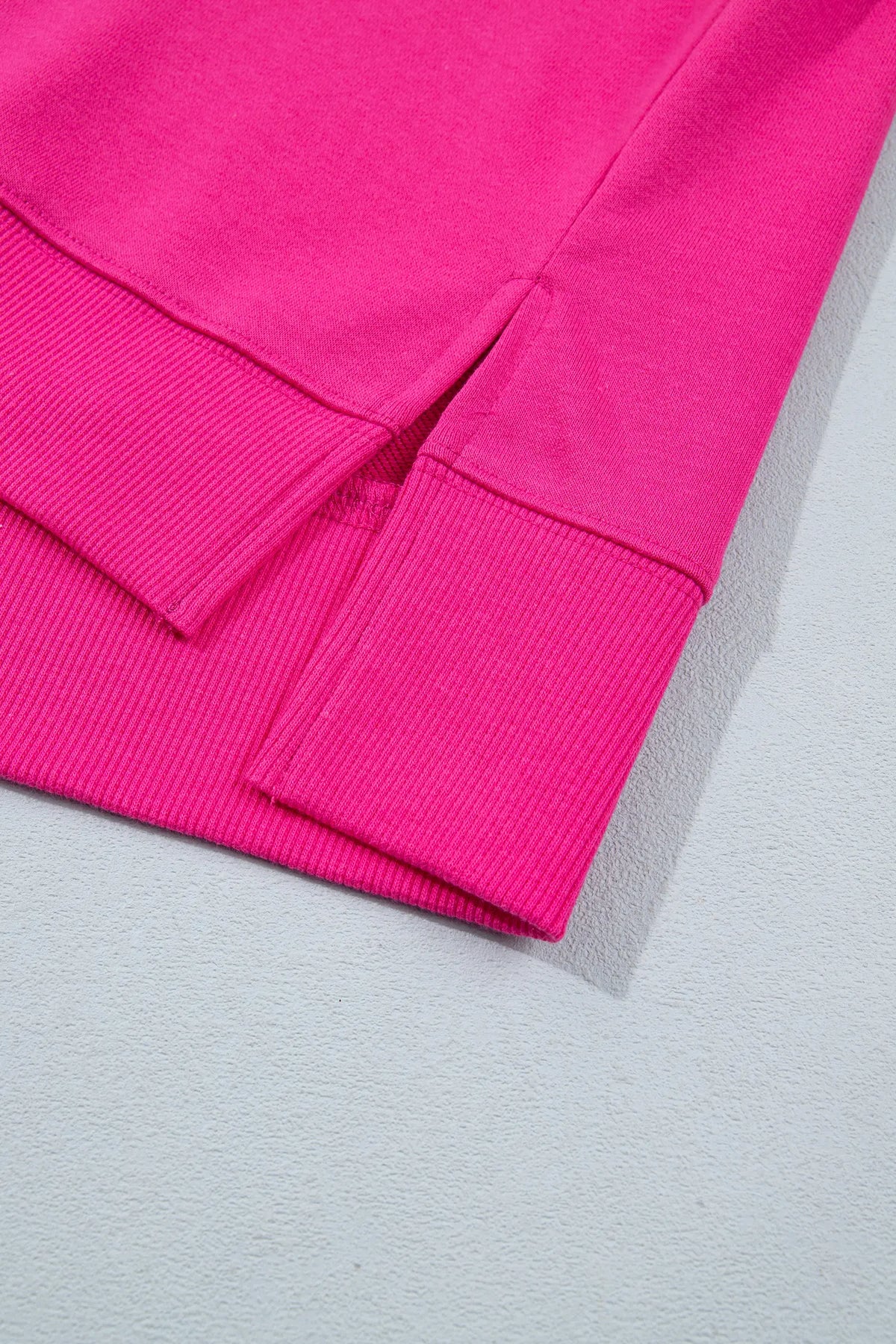 Colourblock Gingham Sleeve Crewneck Sweatshirt – Rose Red