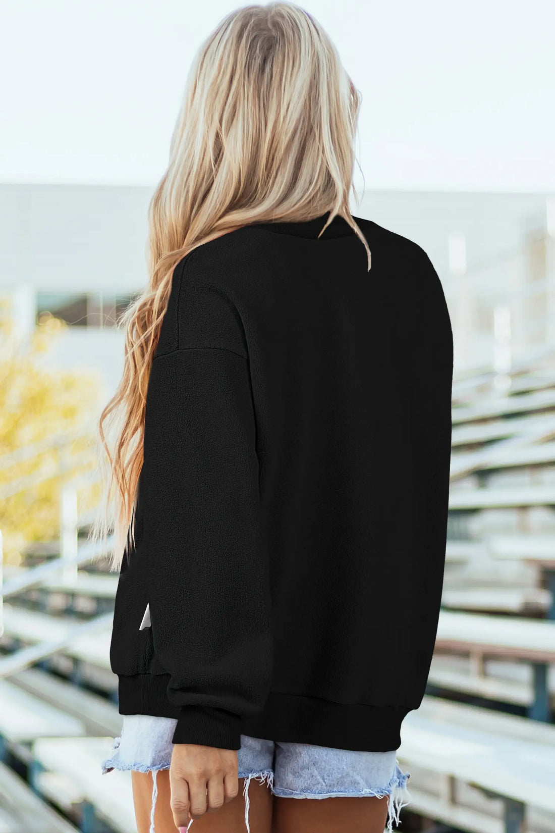 Oversize Drop Shoulder Reversible Mock Neck Sweatshirt