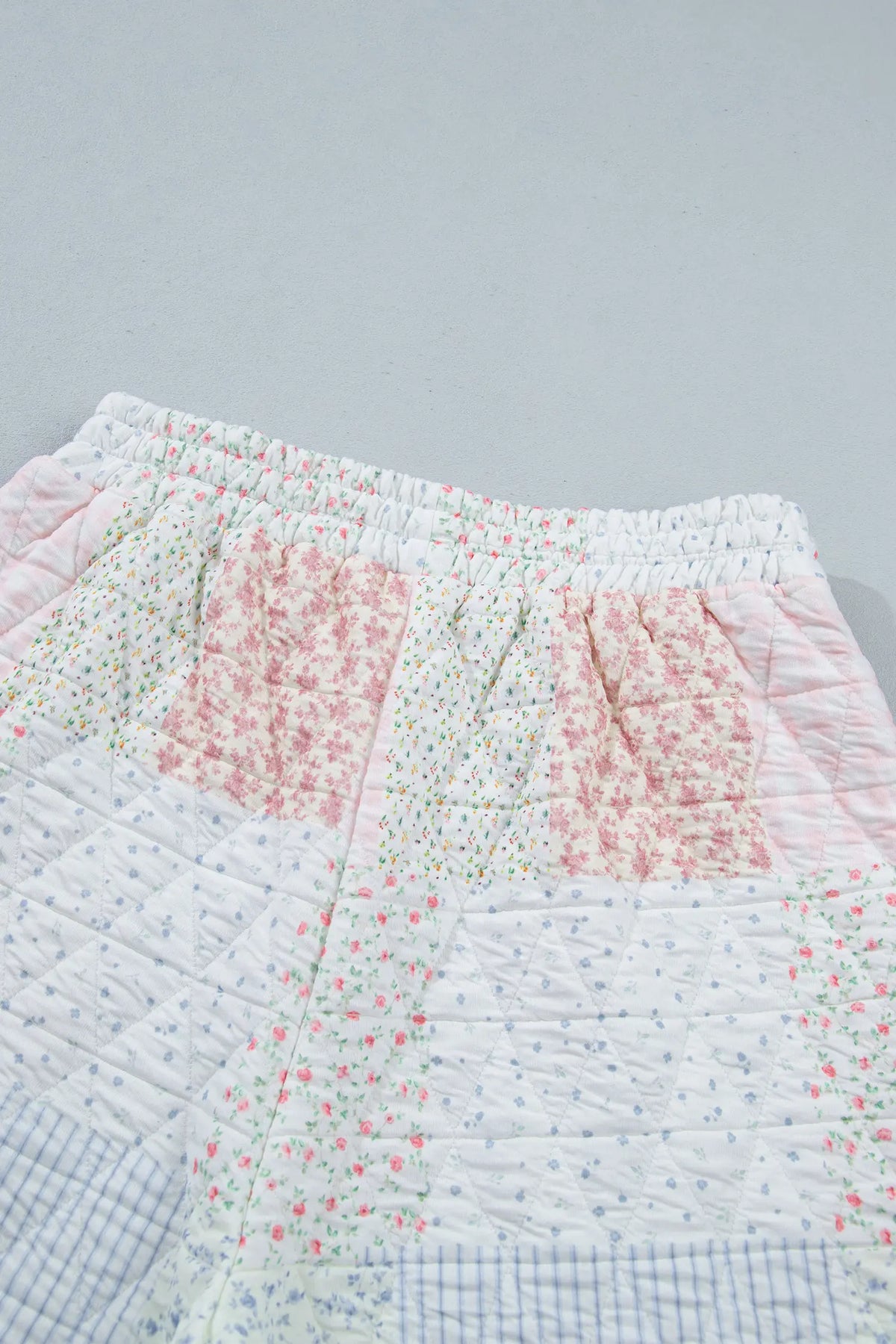 Floral Quilted Mock Neck Top and Short Set – Multicolour