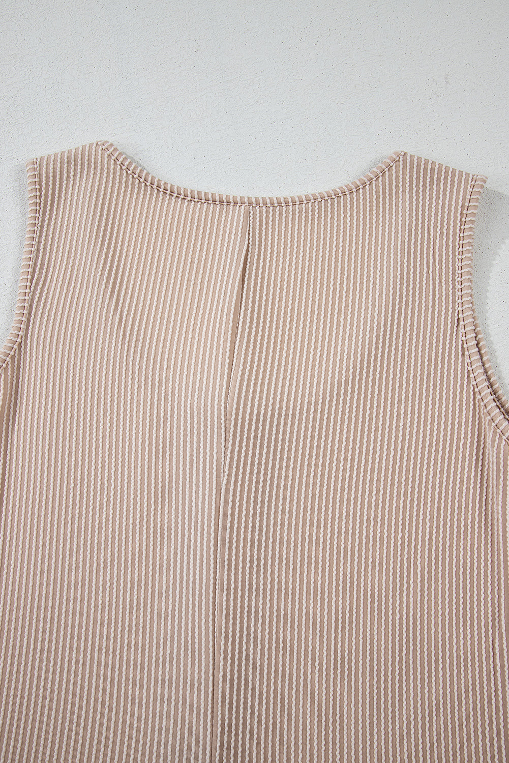 Parchment Ribbed Knit Side Pockets Buttoned Sleeveless Romper eAura
