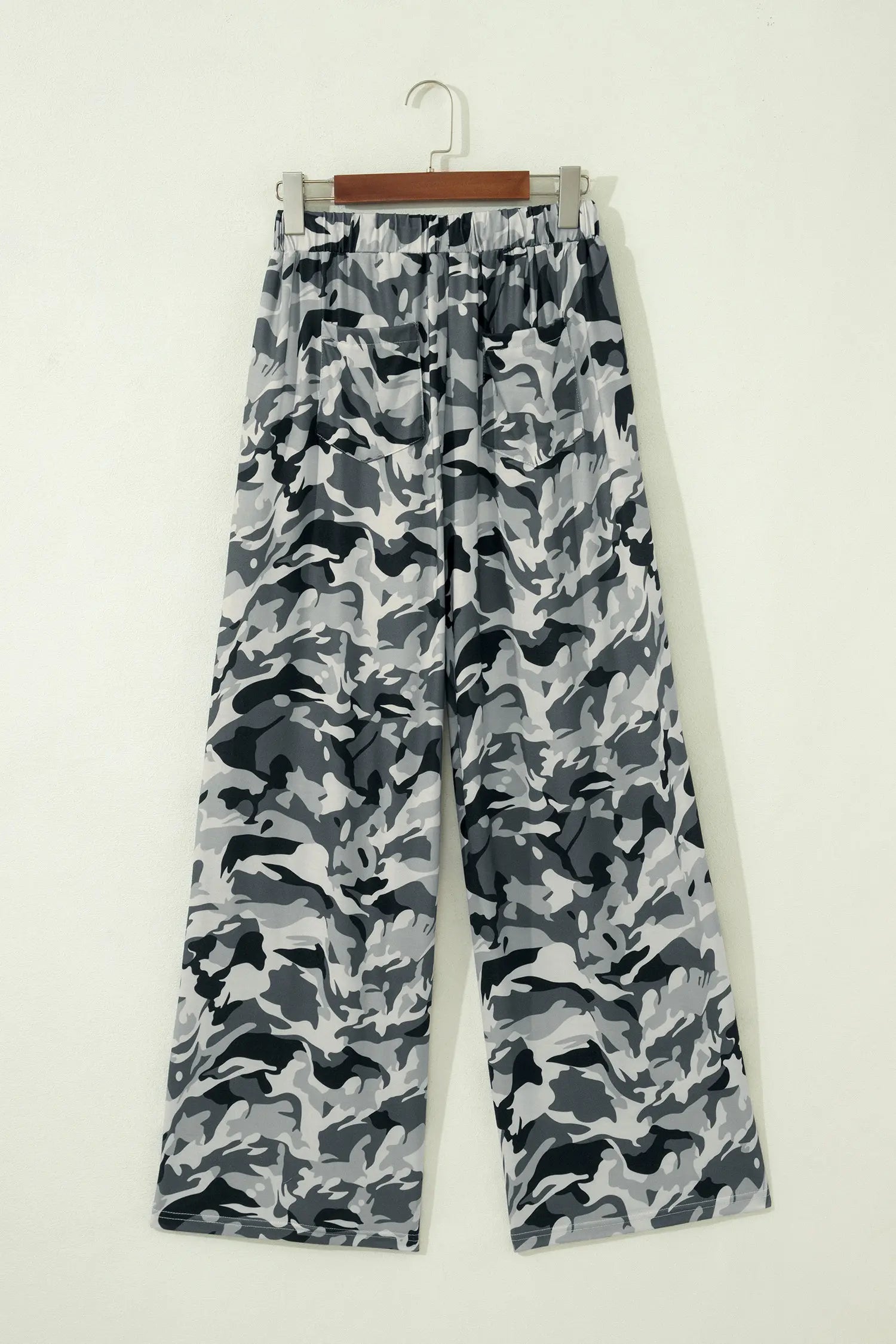Green Camouflage Print Drawstring Casual Pants