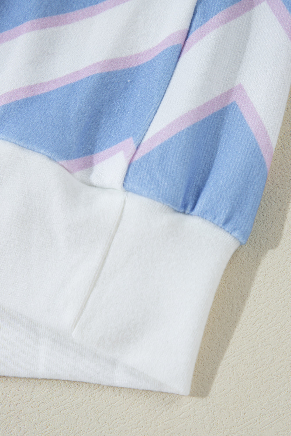 Sky Blue Zigzag Striped Print V Neck Oversized Top eAura