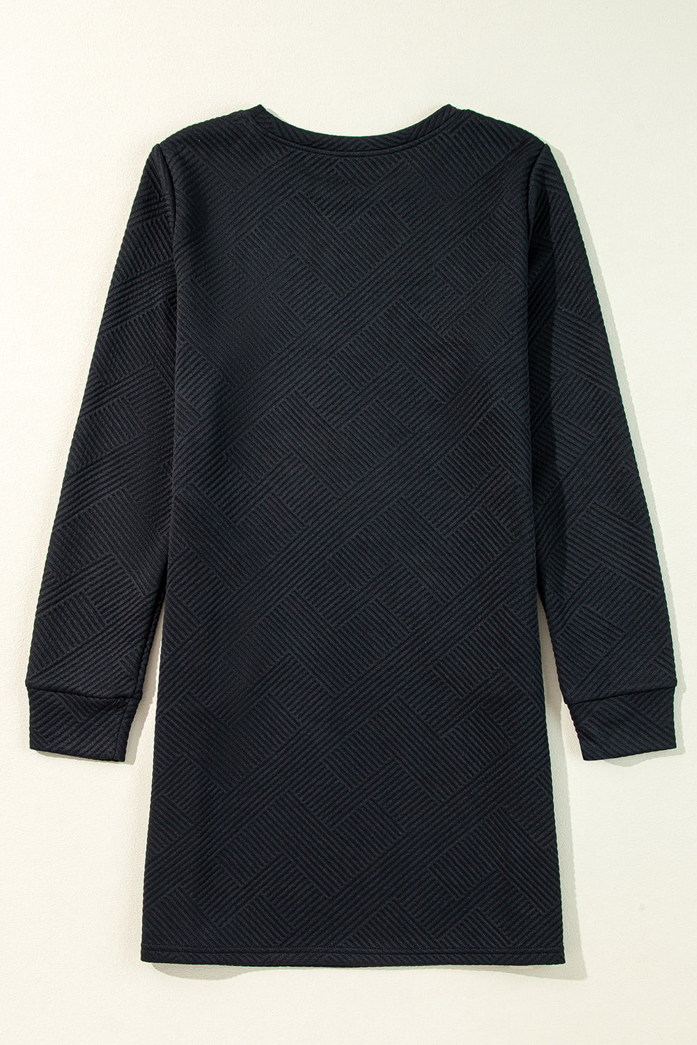 Textured Long Sleeve Shift Dress - Dresses/Mini Dresses