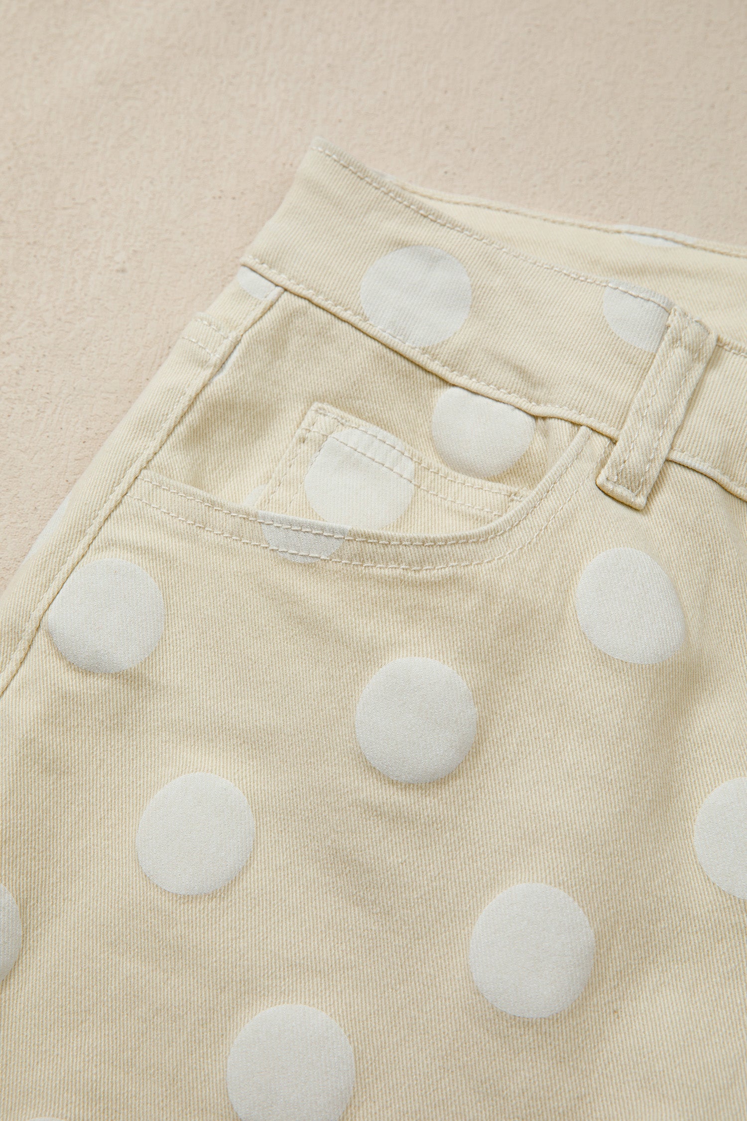 Polka Dot Print Raw Hem Shift Jeans